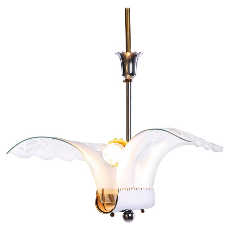 1960s Chrome and Curved Etched Glass Panels For Sale at 1stDibs