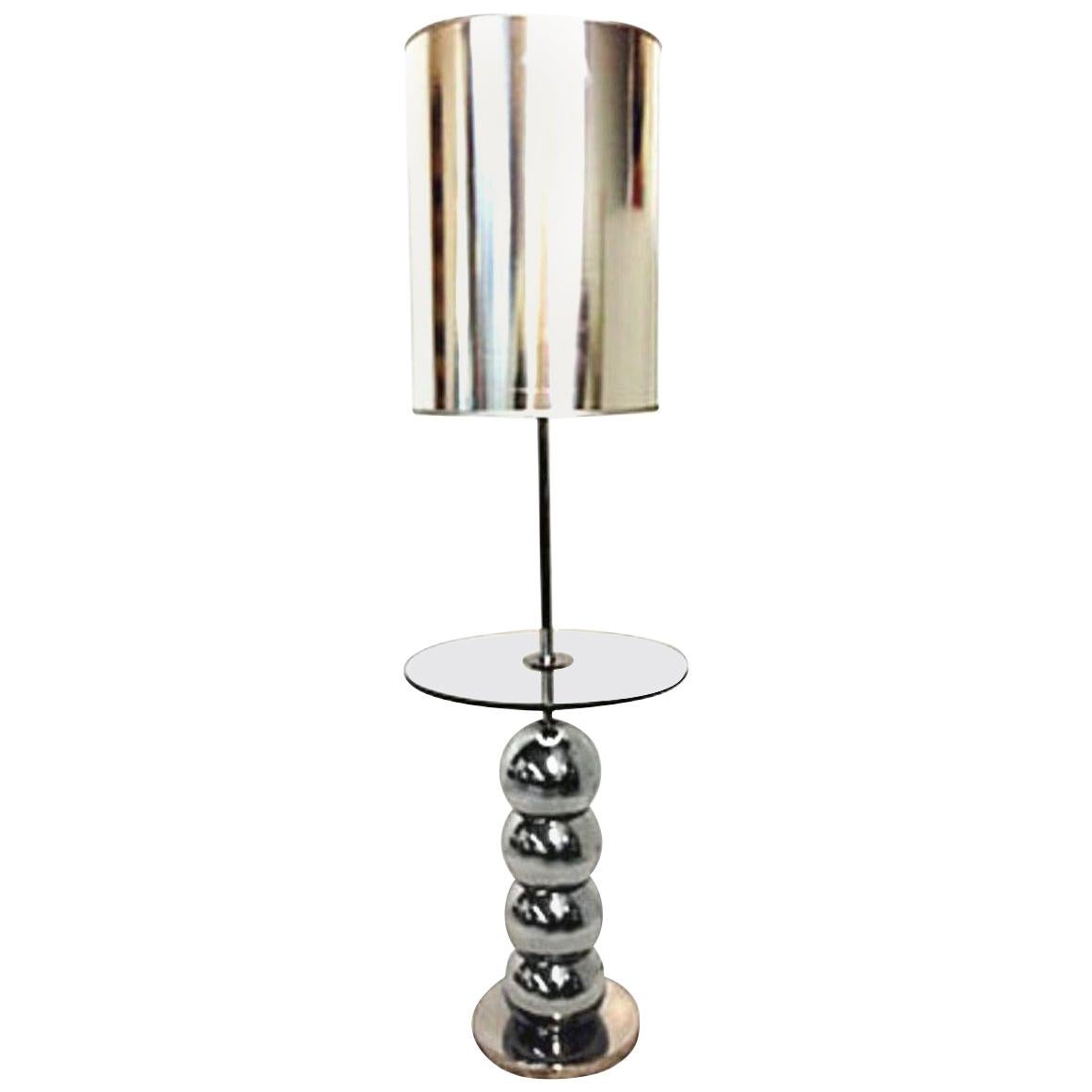 1960s Chrome and Glass "Bubble" Table Floor Lamps by Laurel For Sale