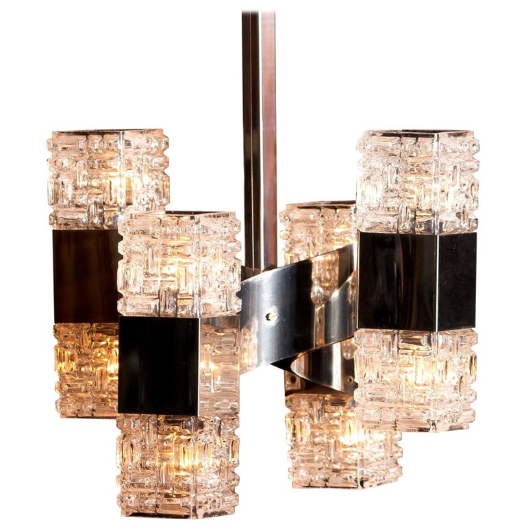 1960s, Metal And Glass Square Up And Down Light Pendant by Gaetano ...