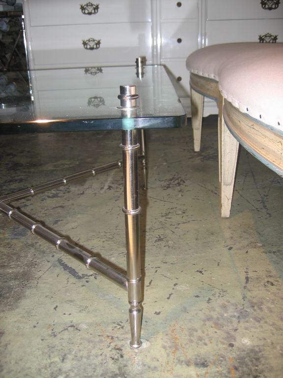 1960s Chrome Bamboo Glass Top Table In Good Condition For Sale In Dallas, TX
