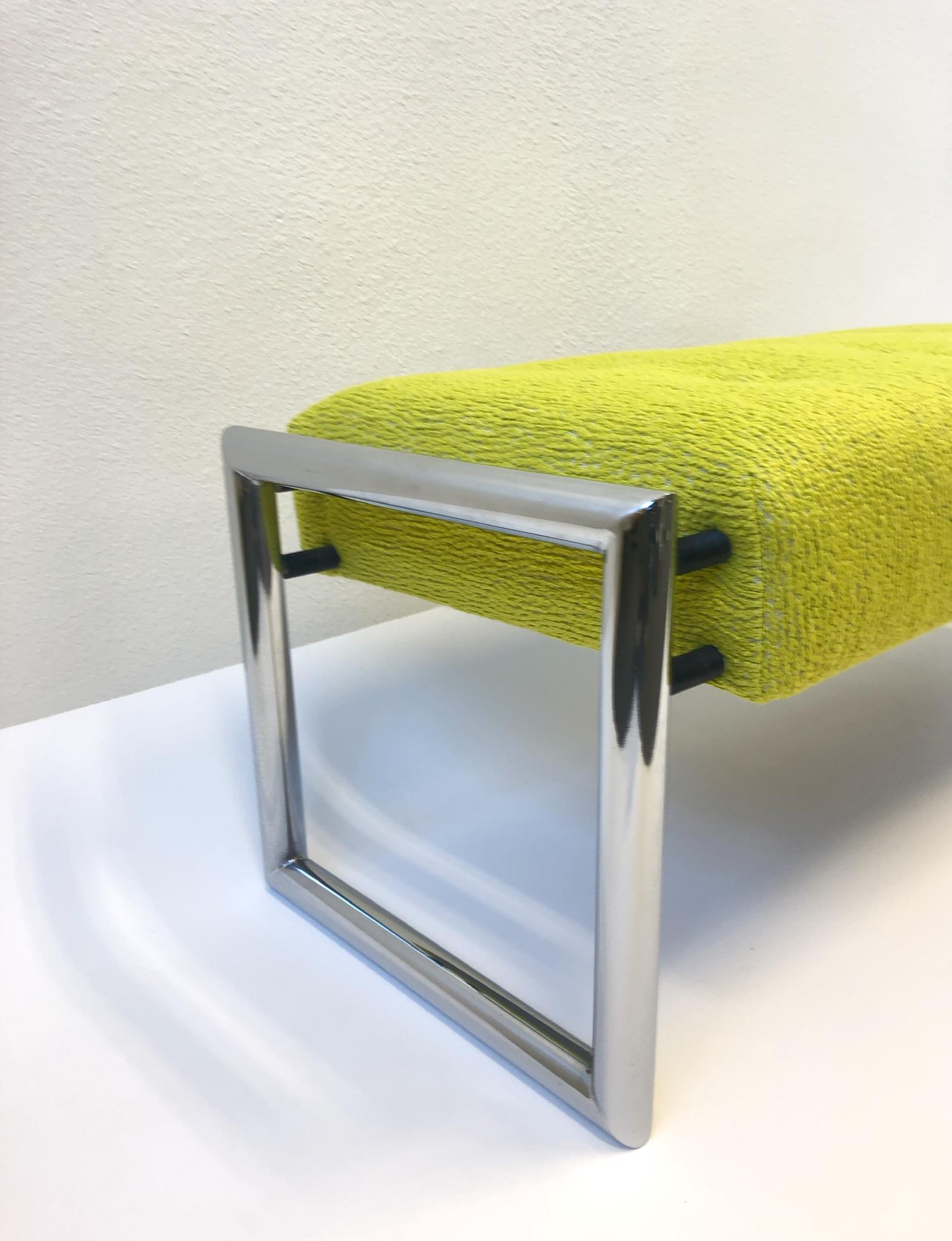 American Chartreuse 1960s Chrome Bench 
