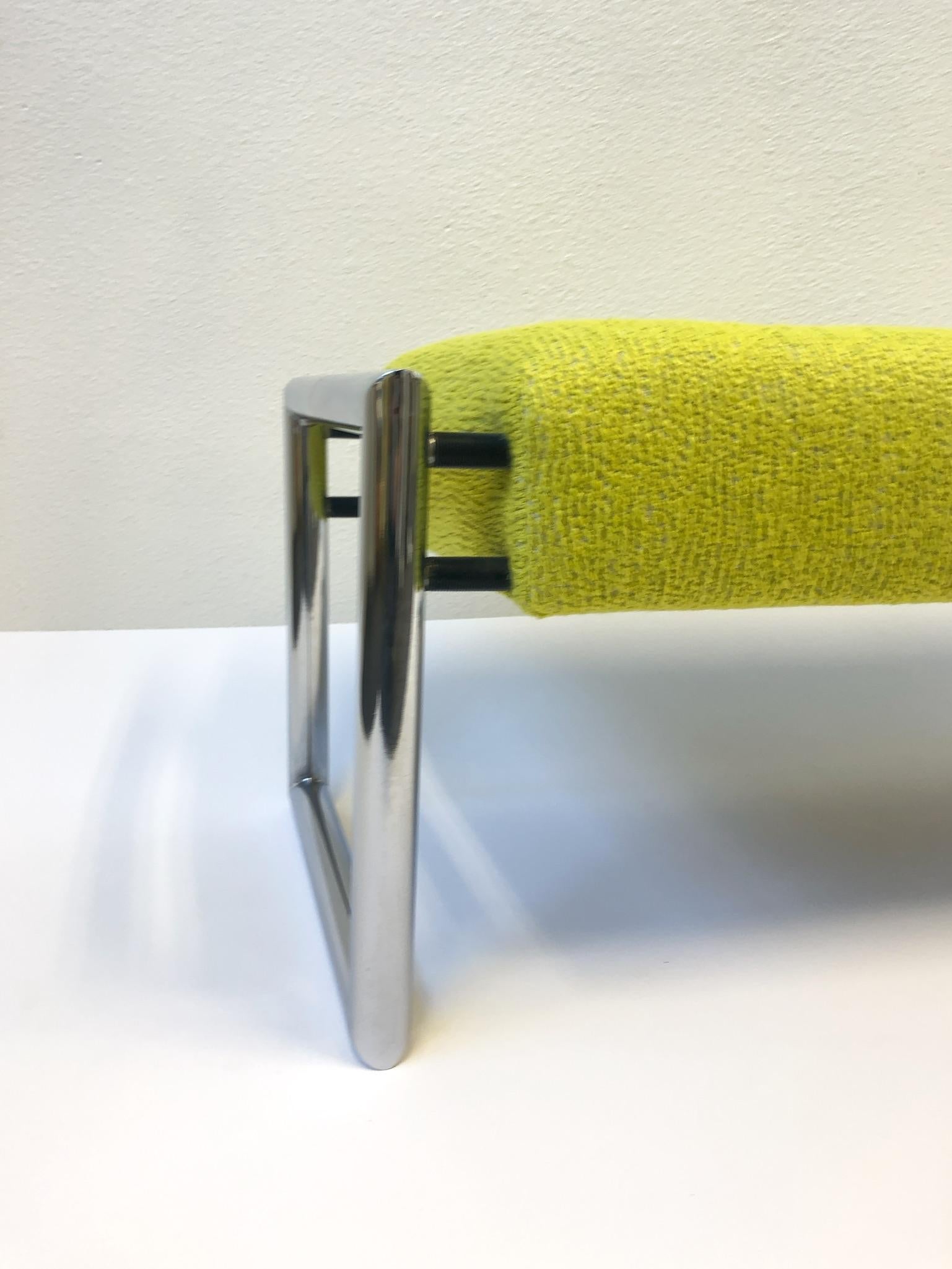 Chartreuse 1960s Chrome Bench  In Excellent Condition In Palm Springs, CA