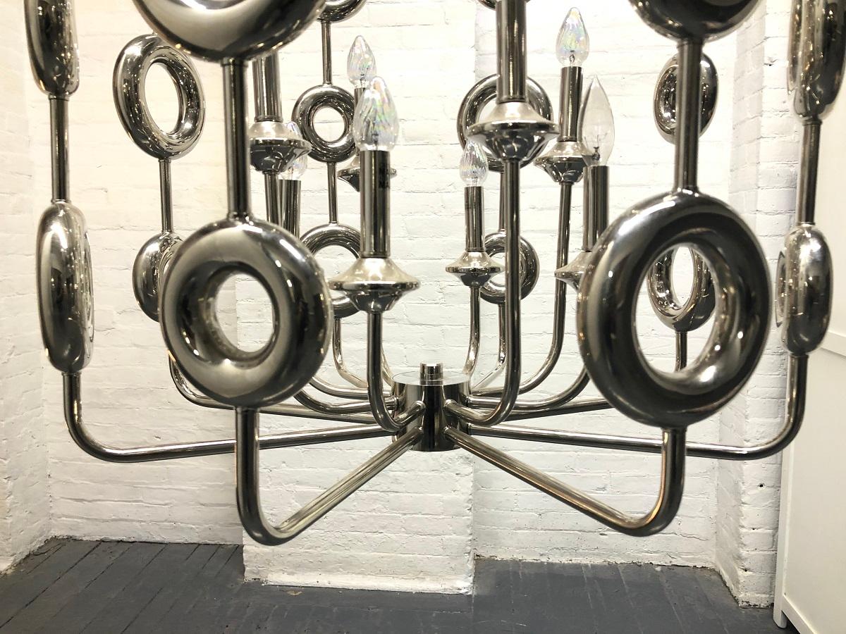 1960s Chrome Circular Light Fixture In Good Condition In New York, NY