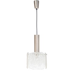 Hängeleuchte aus Chrom und mattiertem Eisglas von Kalmar aus den 1960er Jahren