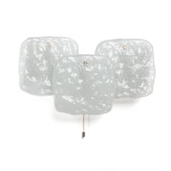 Hängeleuchte aus Chrom und mattiertem Eisglas von Kalmar aus den 1960er Jahren