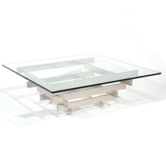 1960s Chrome & Glass Coffee Table by Paul Mayen for Habitat