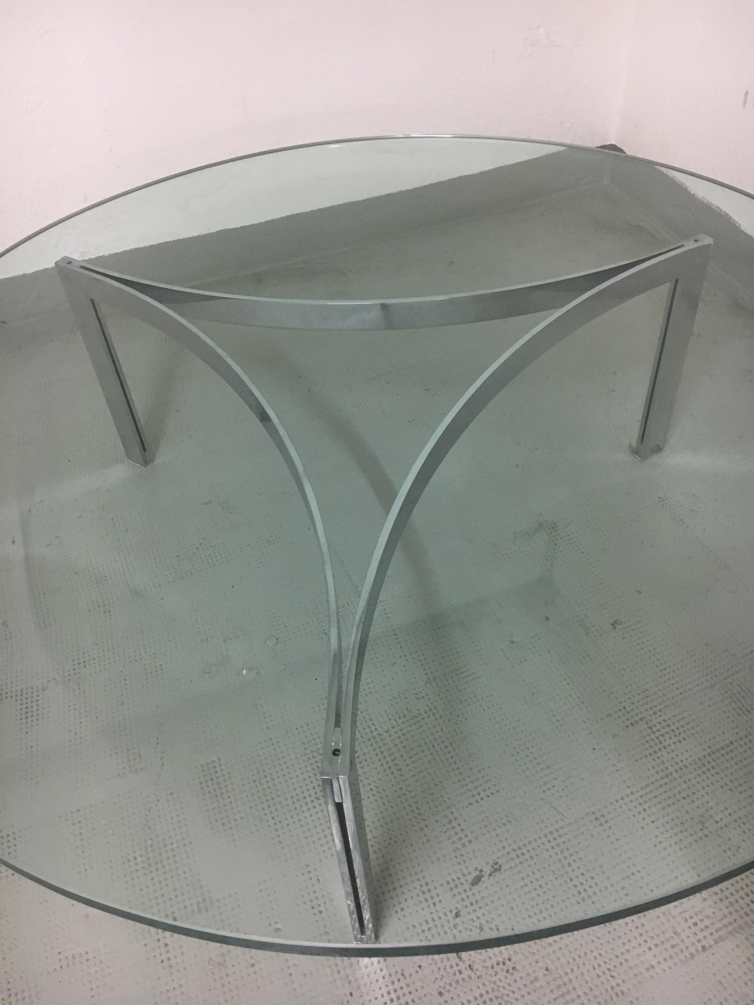 Steel Chrome and Glass Coffee Table by Henri Ganz, Switzerland ca. 1960s For Sale