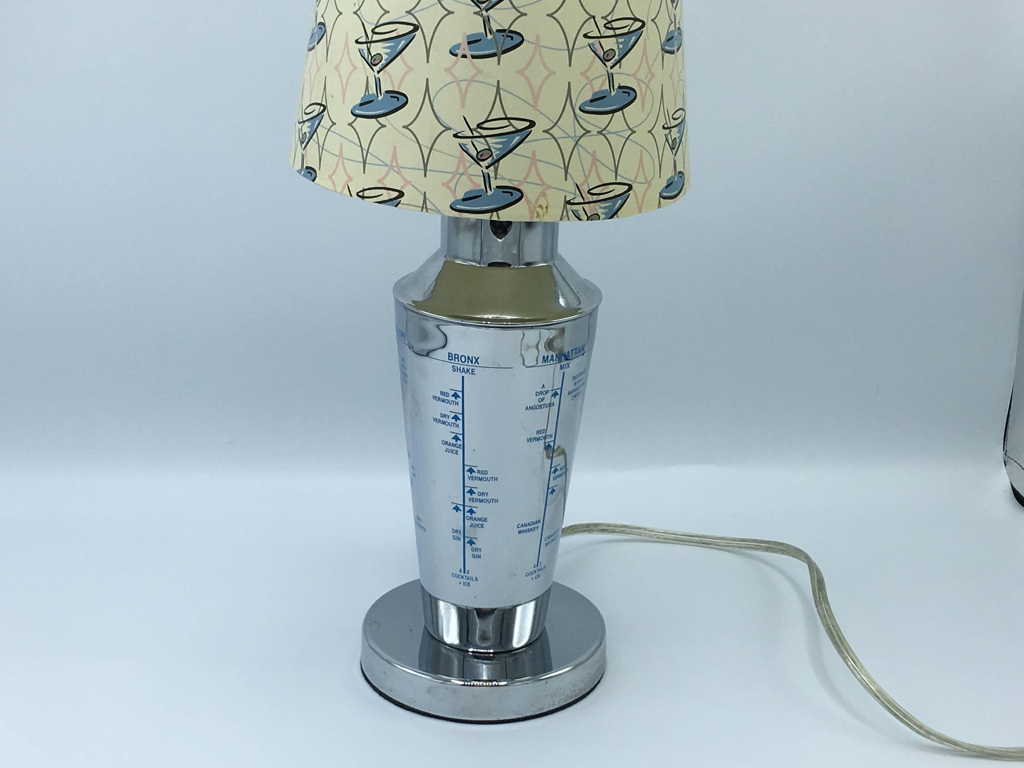 20th Century 1960s Chrome Martini Shaker Lamp For Sale