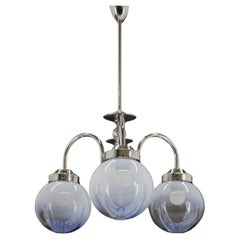 1960s Chrome Plated Chandelier with Murano Glass, Italy