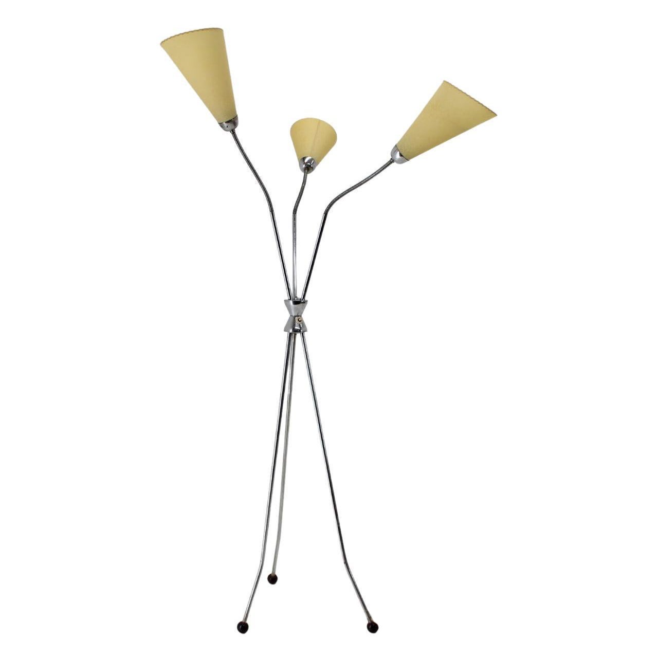 Lampada da terra cromata del 1960, Cecoslovacchia