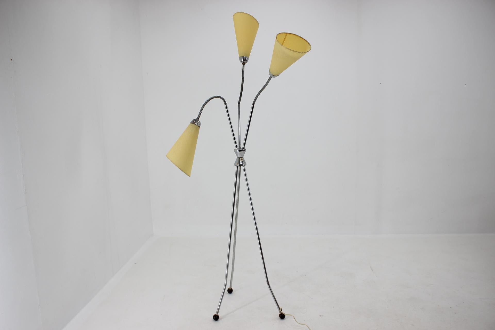 Mid-Century Modern 1960s Chrome Plated Floor Lamp, Czechoslovakia For Sale