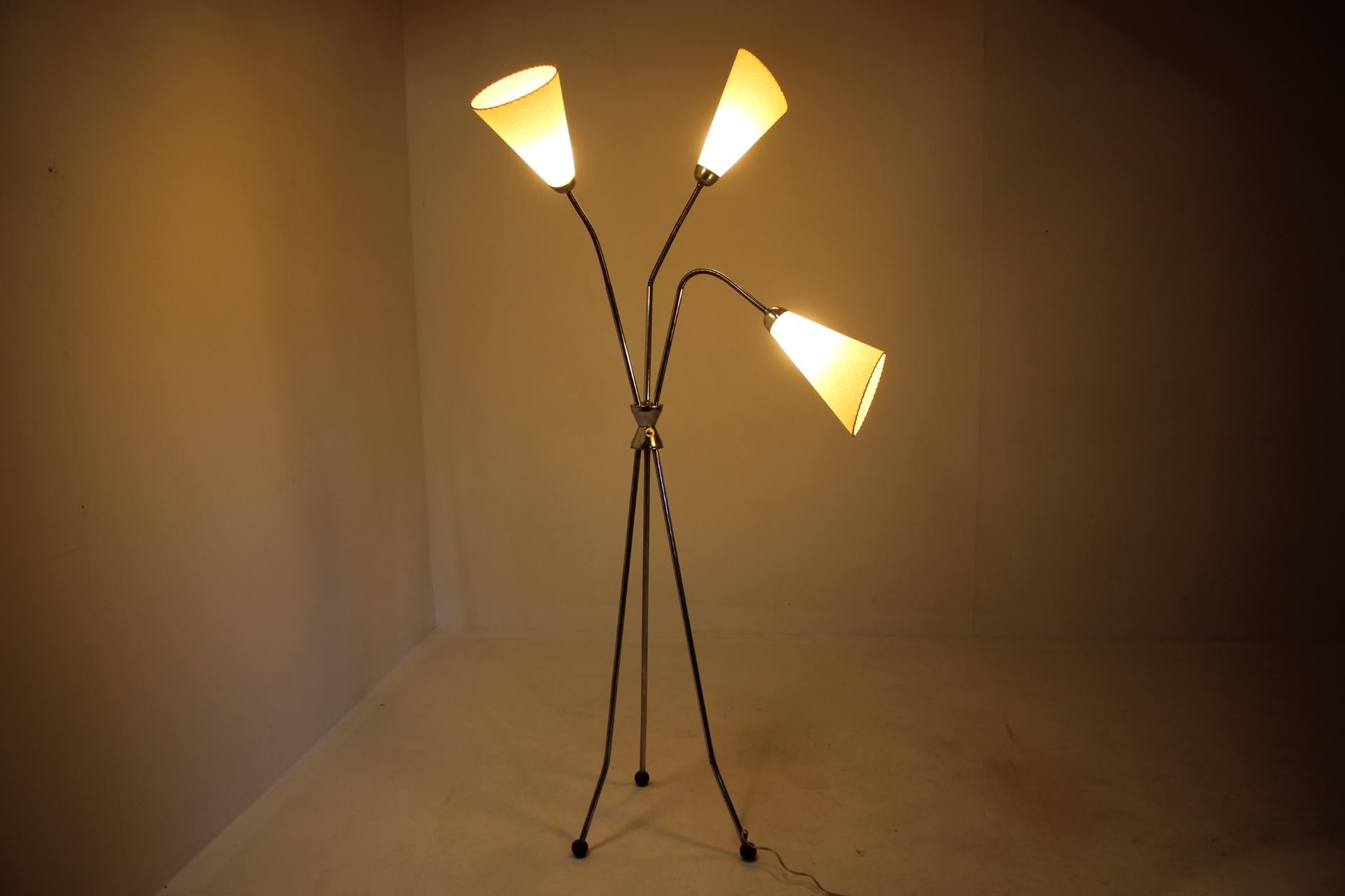 Mid-20th Century 1960s Chrome Plated Floor Lamp, Czechoslovakia For Sale