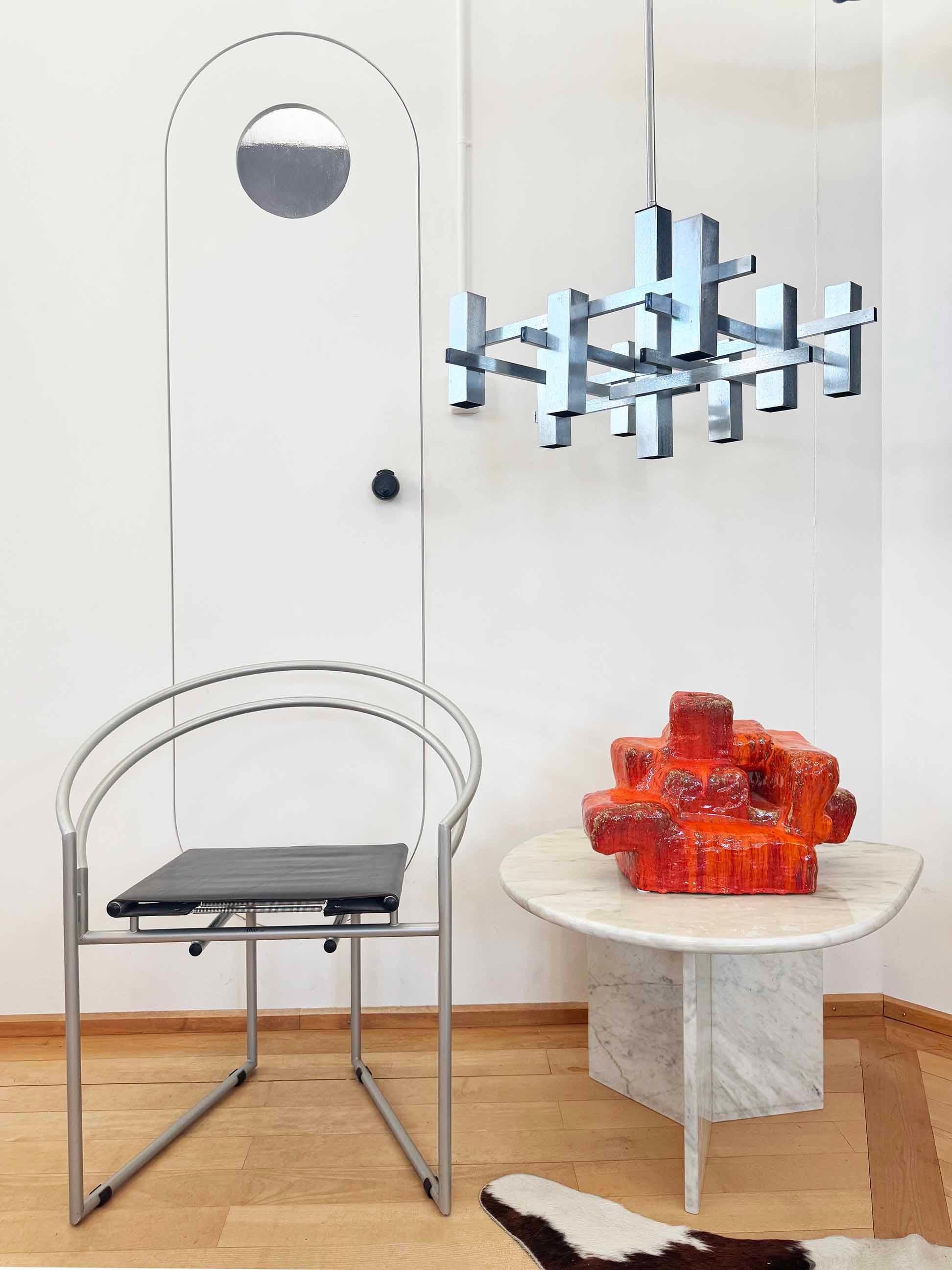 Mid-Century Modern 1960s chrome-plated Gaetano Sciolari Cubist, MCM Brutalist Pendant light, Italy For Sale