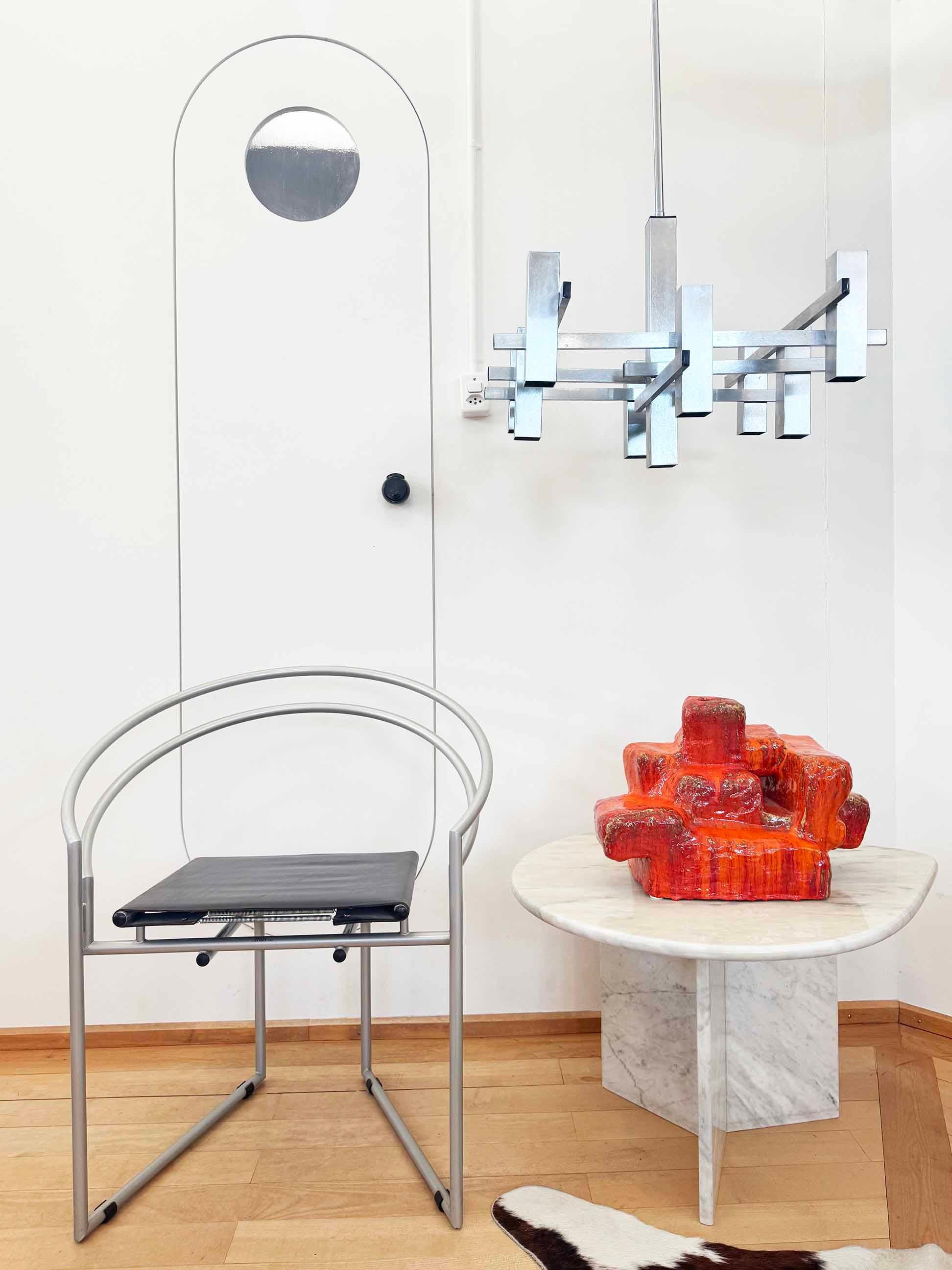 Mid-20th Century 1960s chrome-plated Gaetano Sciolari Cubist, MCM Brutalist Pendant light, Italy For Sale