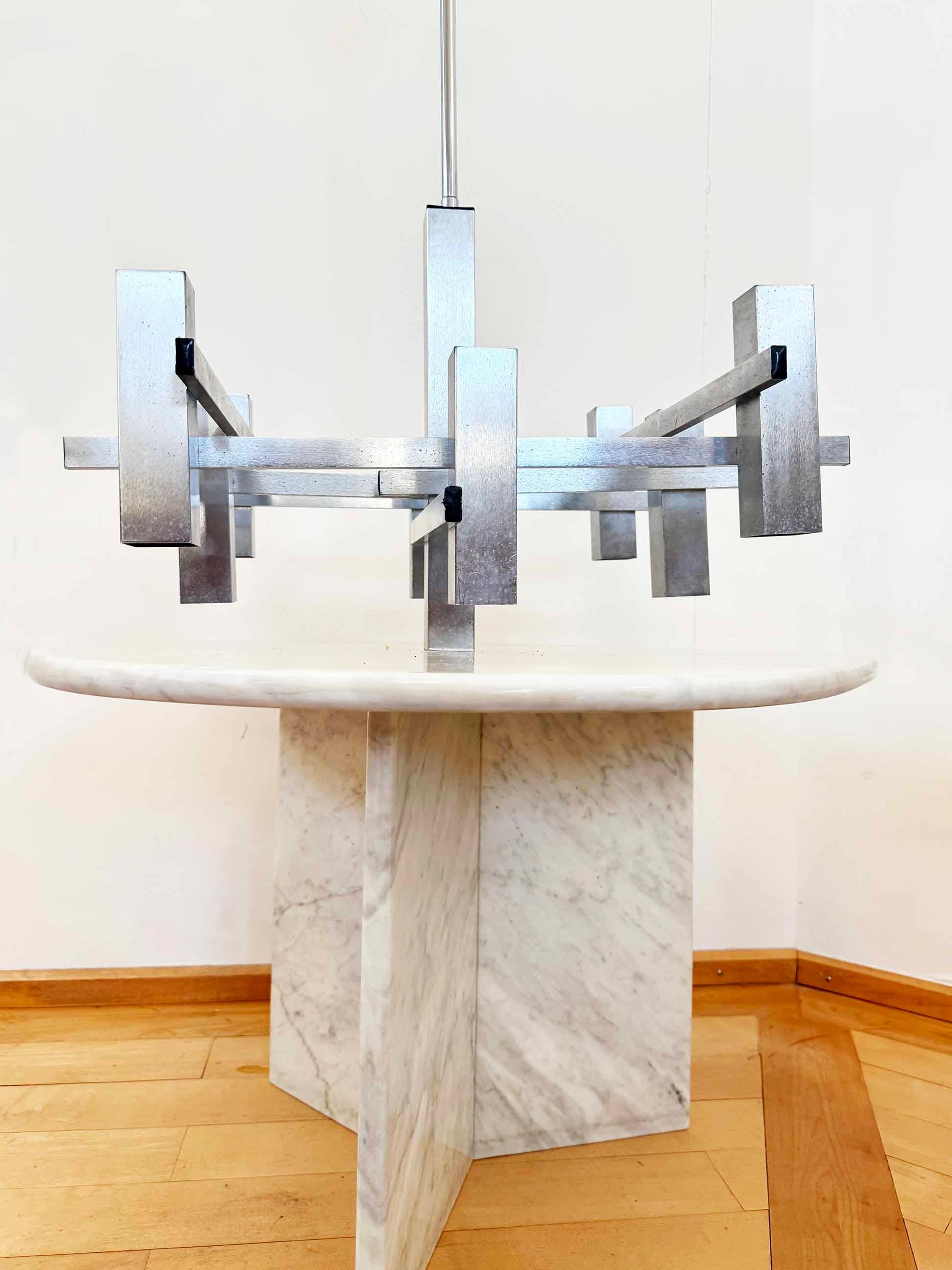1960s chrome-plated Gaetano Sciolari Cubist, MCM Brutalist Pendant light, Italy For Sale 1
