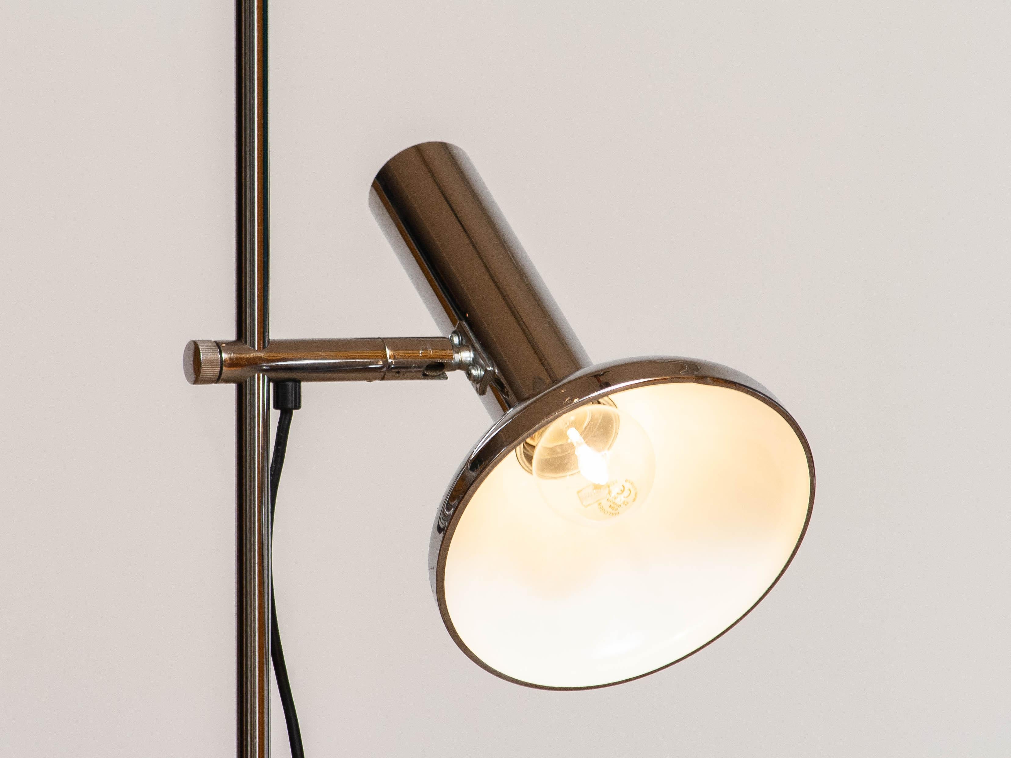 Minimalist 1960's Chrome Plated Metal Floor Light by Erwi Philips for Koch & Lowy