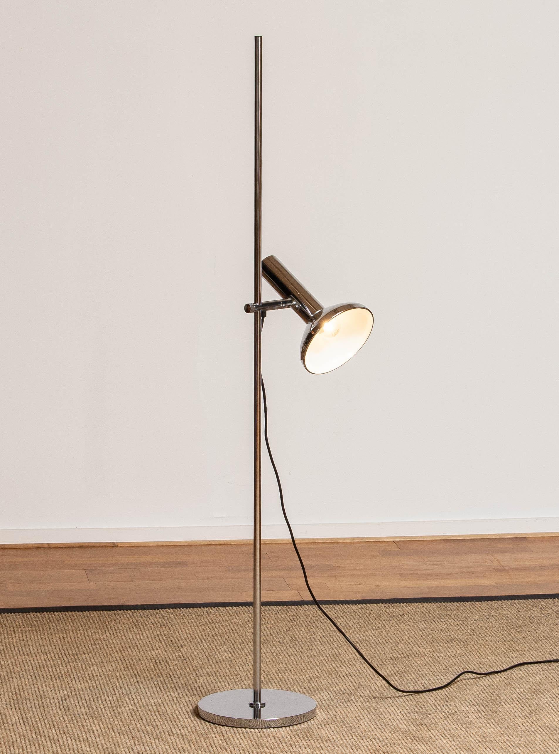 1960's Chrome Plated Metal Floor Light by Erwi Philips for Koch & Lowy 1