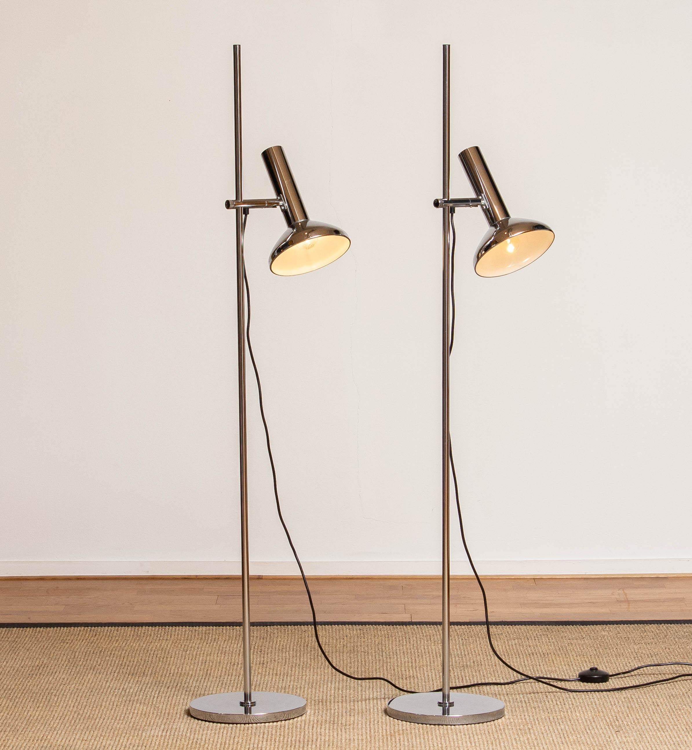 1960's Chrome Plated Metal Floor Light by Erwi Philips for Koch & Lowy 2