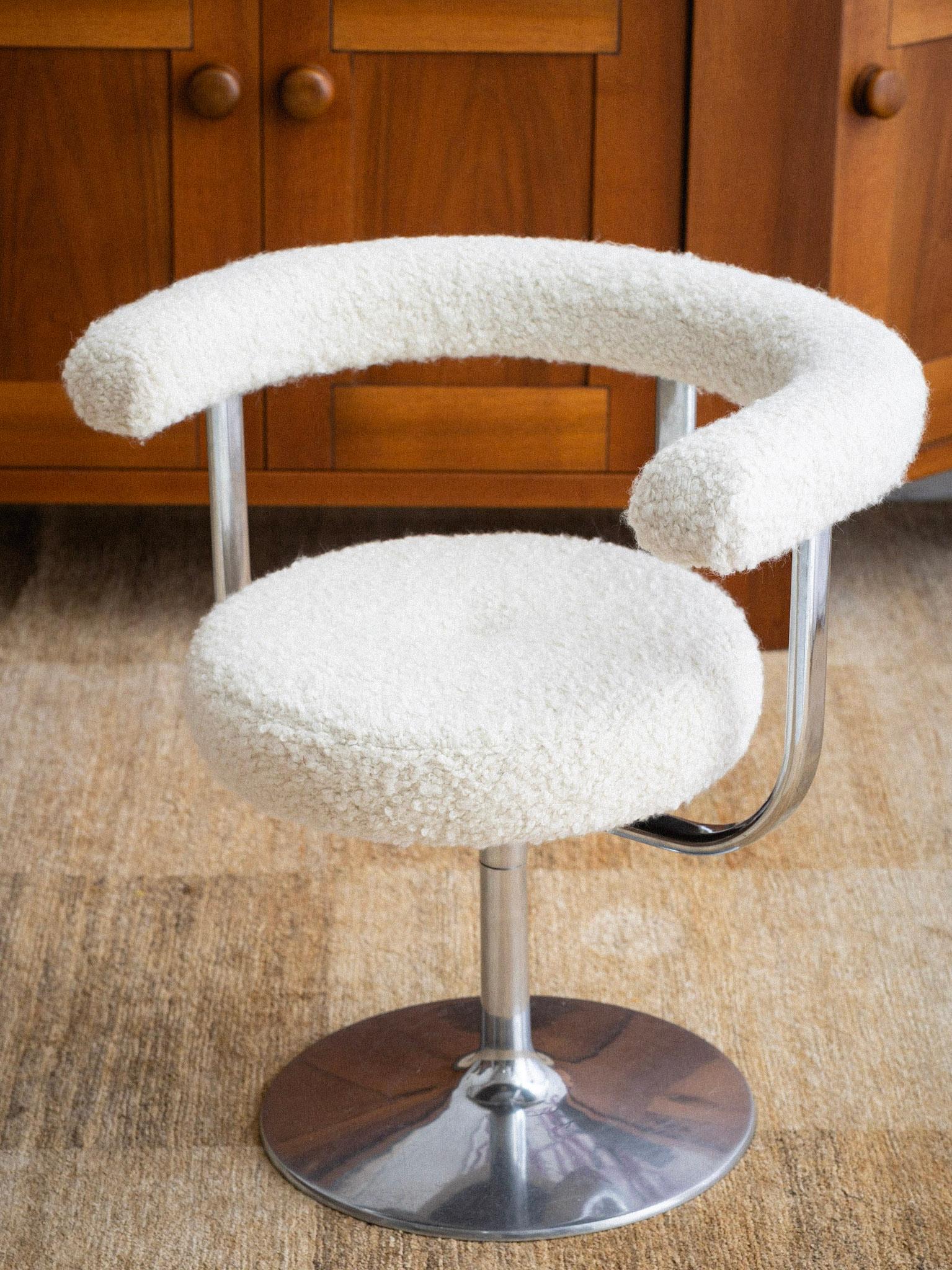 Wool 1960s Chrome ‘Polar’ Chairs by Esko Pajamies for Lepo, Finland, a Pair