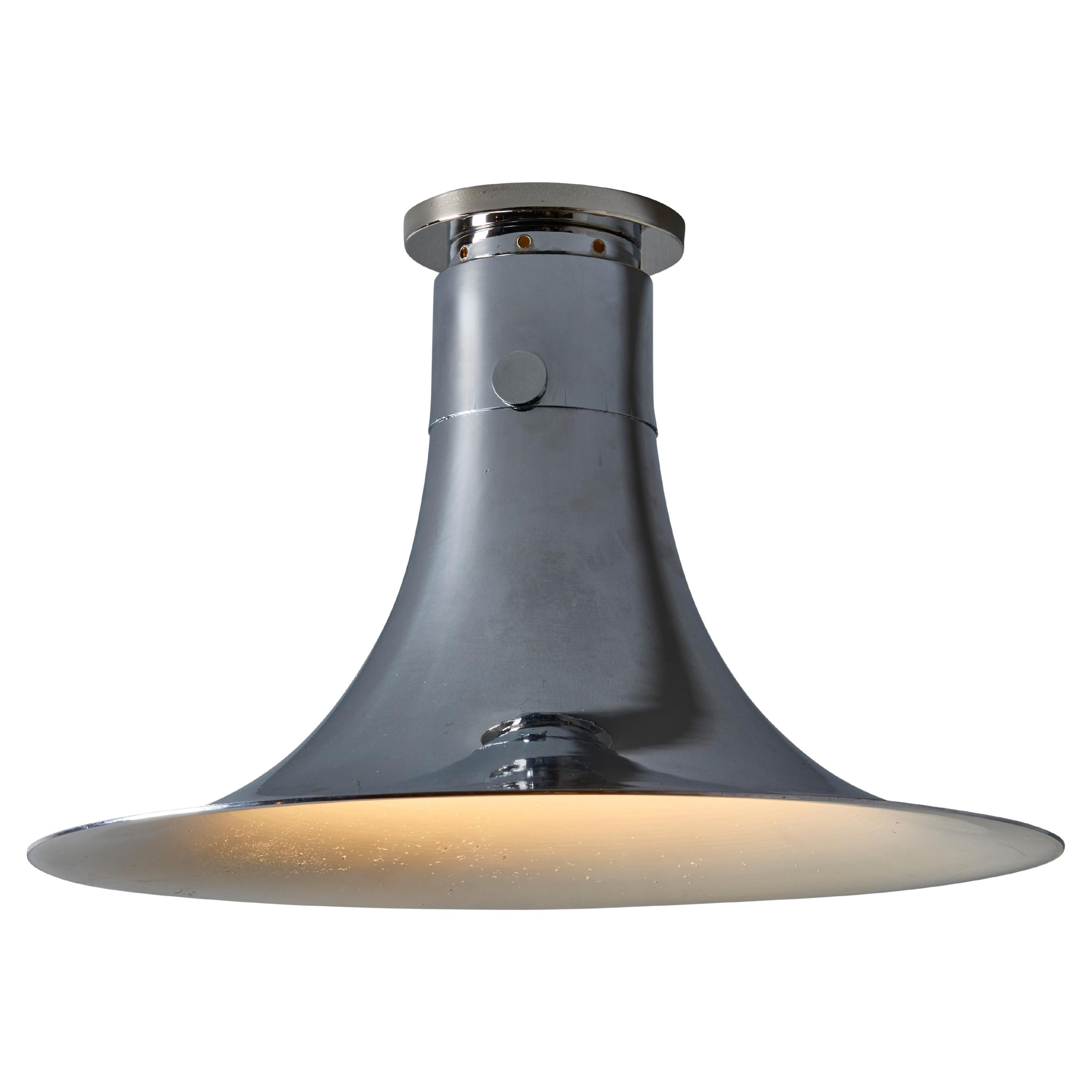 Lampada da soffitto cromata 'Tromba' degli anni '60 attribuita a Franco Albini per Sirrah in vendita