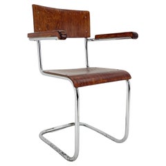 1960's, Chrome Tubular Chair with Armrests