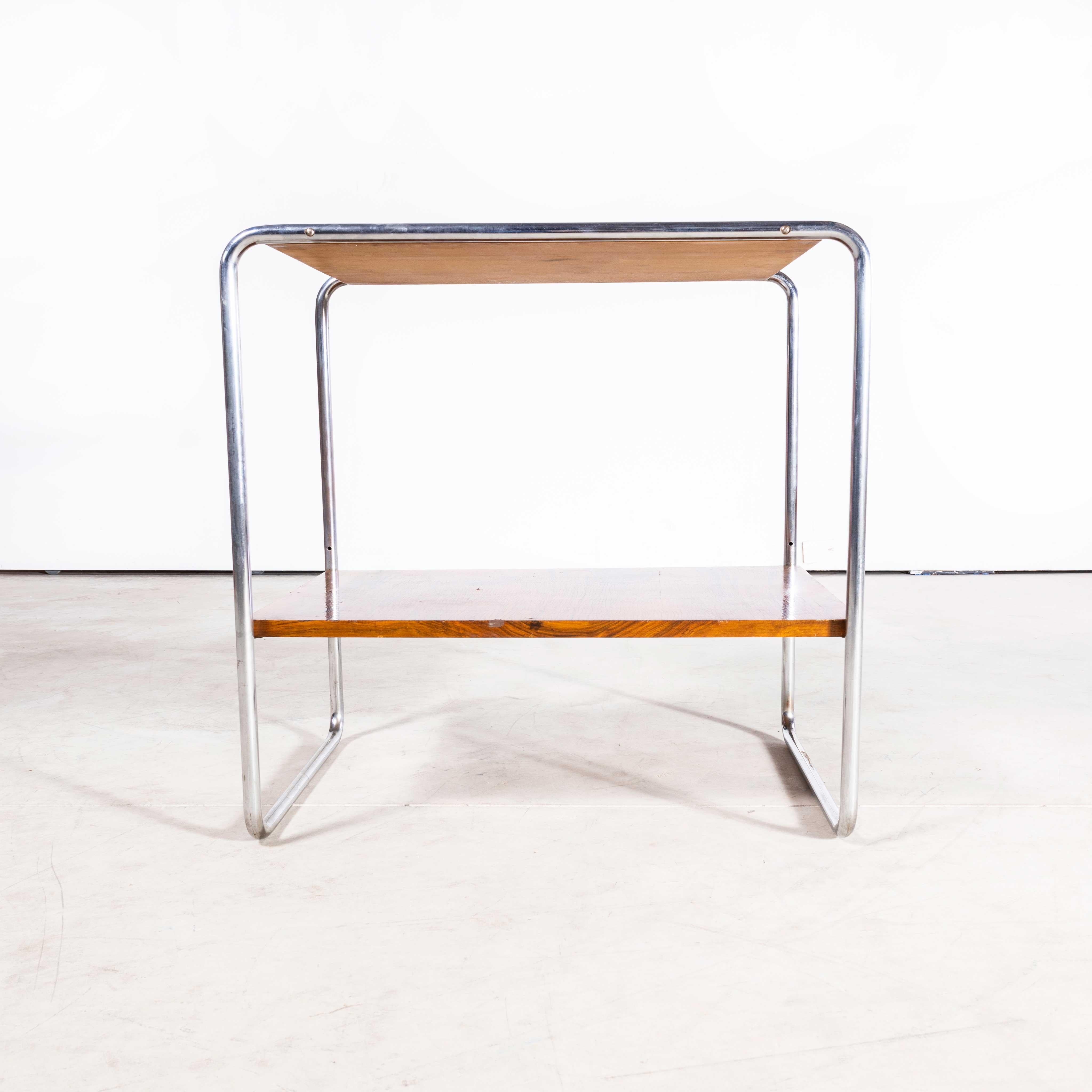 Mid-20th Century 1960s Chrome Two Tier Walnut Side, Occasional Table For Sale