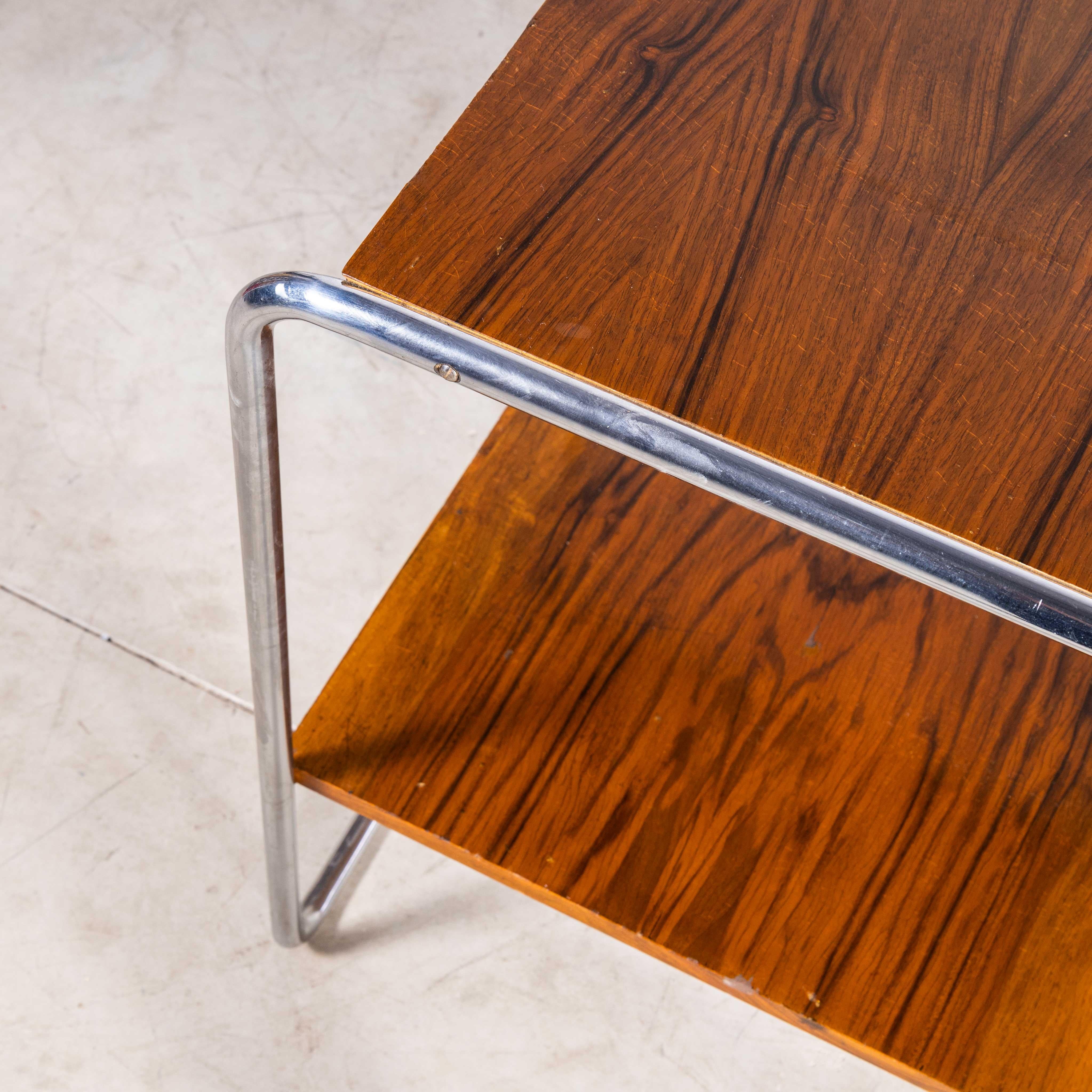 1960s Chrome Two Tier Walnut Side, Occasional Table For Sale 1