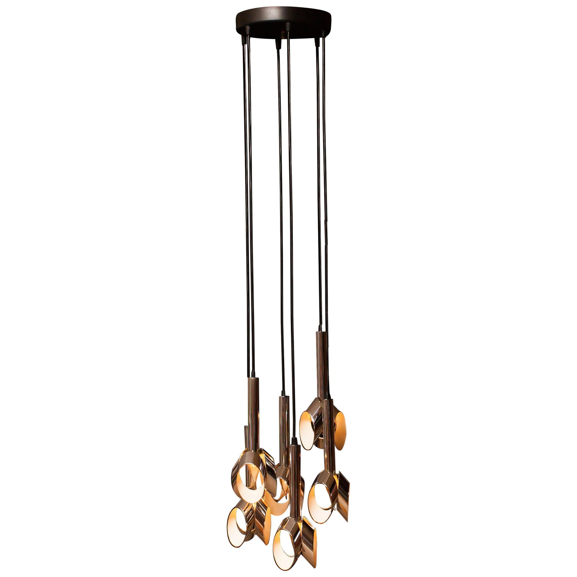 1960s, Chromed Metal Ceiling Lamp RAAK, Amsterdam