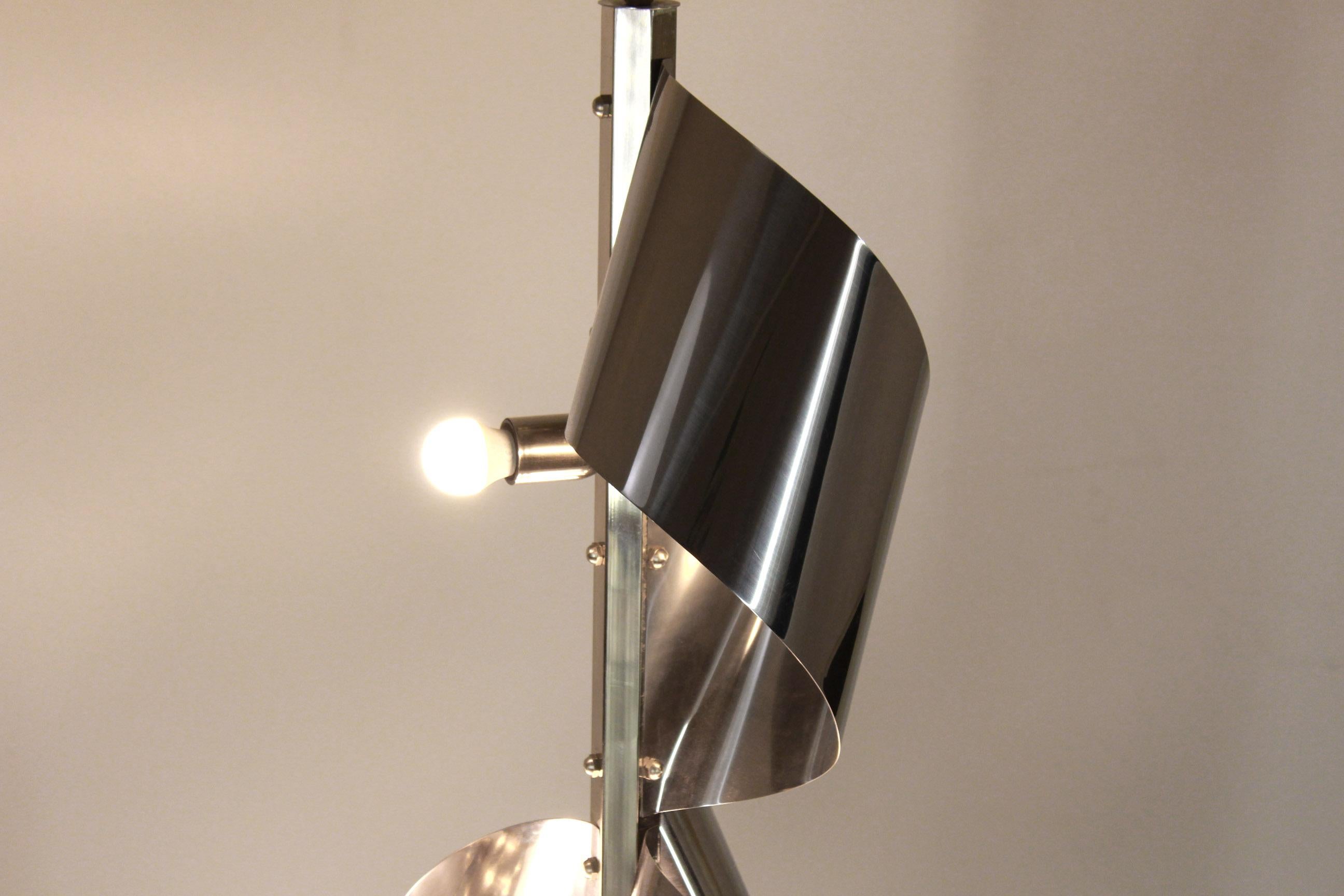 1960s Vintage Reggiani Floor Lamp with Curved Chromed Structure 2