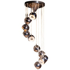 1960s, Chromed Waterfall Chandelier with Adjustable Globes by Lampadari Reggiani