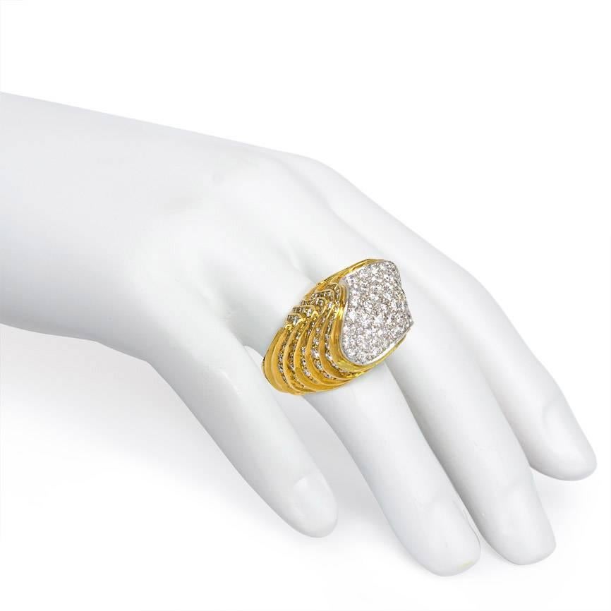 1960s Chunky Diamond Gold Platinum Ring 1