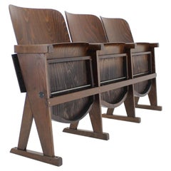 Vintage 1960s Cinema 3-Seat Bench, Czechoslovakia