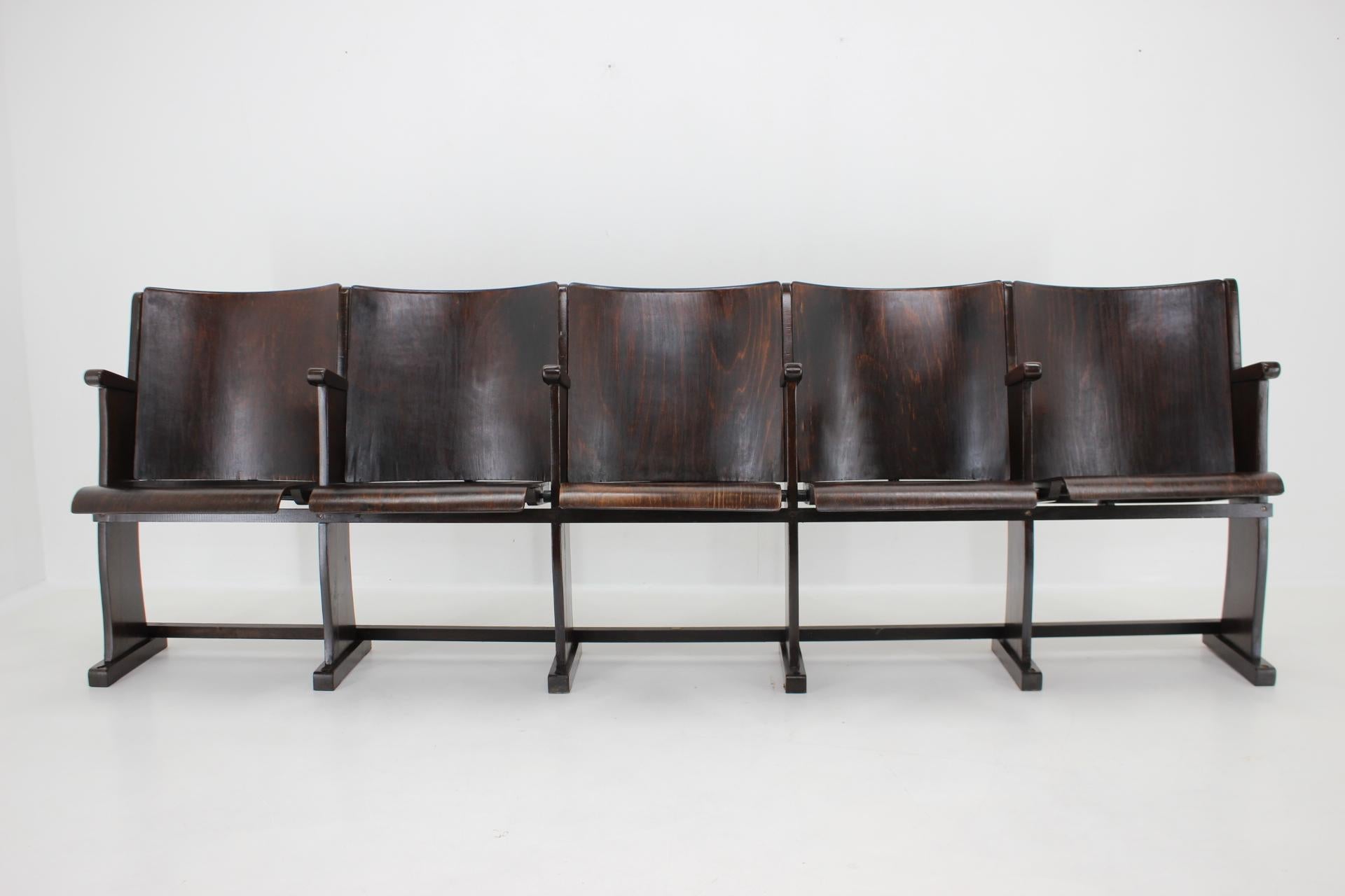 1960s Cinema 5-Seats Bench by TON, Czechoslovakia For Sale 1