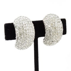 1960's Ciner Rhinestone Pavée Clip On Earrings