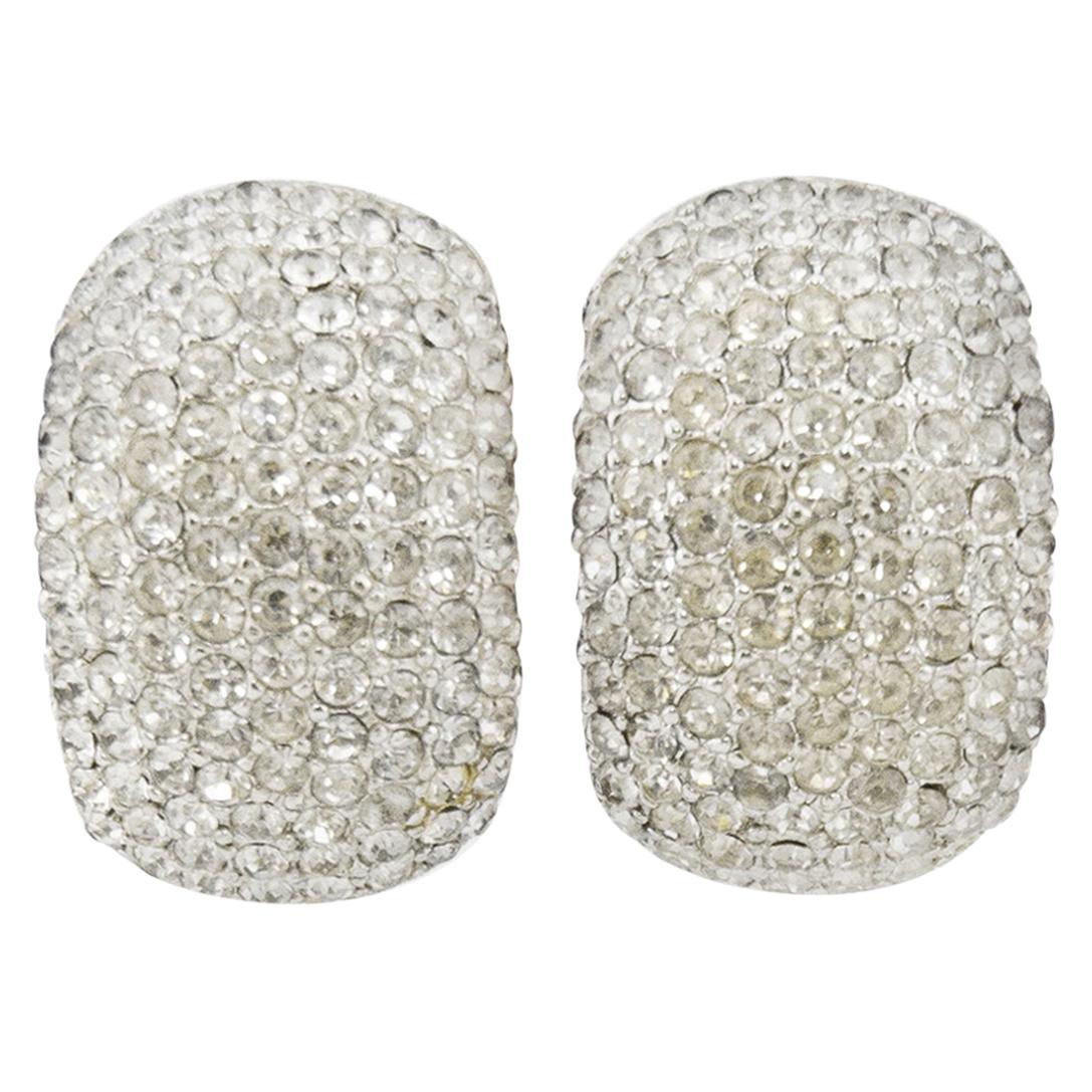 1960's Ciner Rhinestone Pavée Clip On Earrings