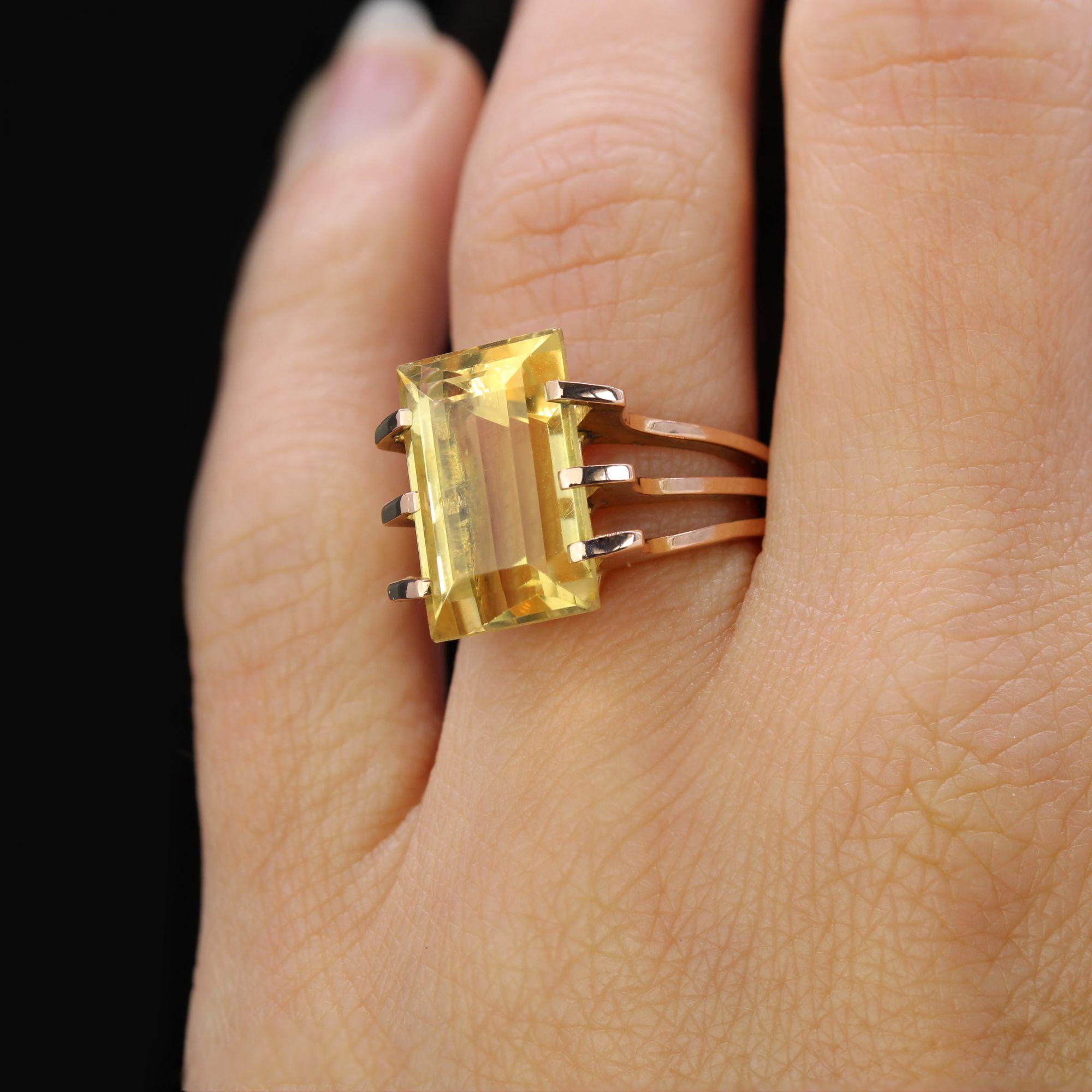1960er Jahre Citrin 18 Karat Rose Gold Retro Ring im Angebot 6