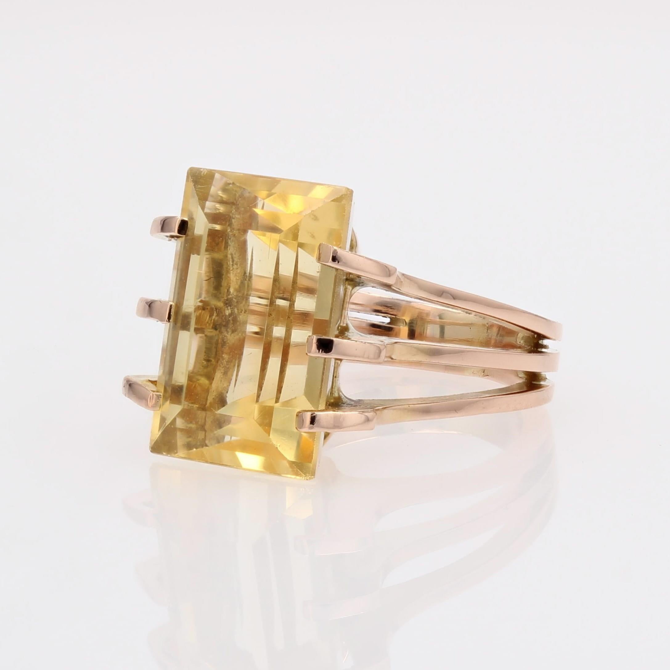 1960er Jahre Citrin 18 Karat Rose Gold Retro Ring im Angebot 3