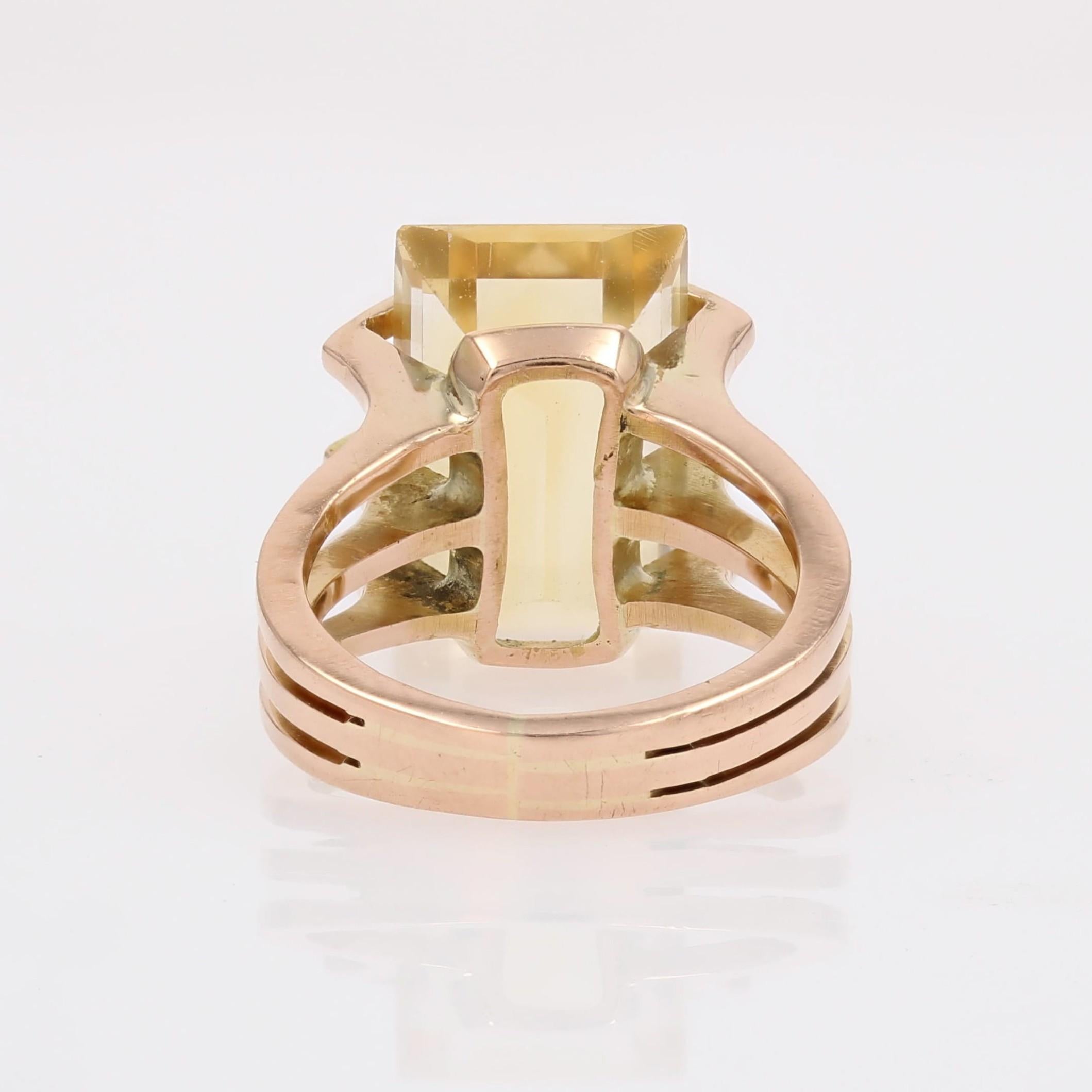 1960er Jahre Citrin 18 Karat Rose Gold Retro Ring im Angebot 12