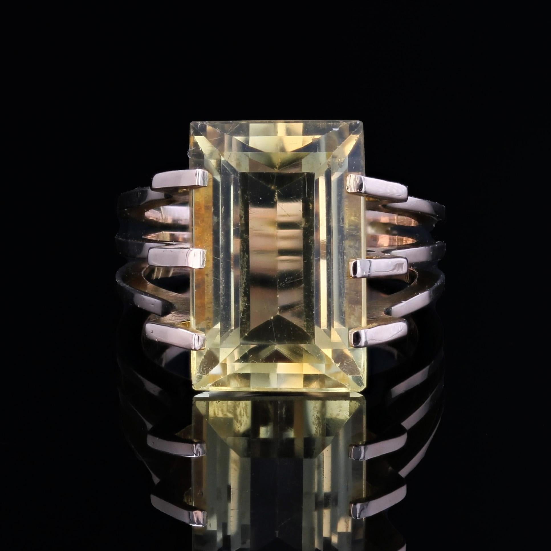 1960er Jahre Citrin 18 Karat Rose Gold Retro Ring Damen im Angebot