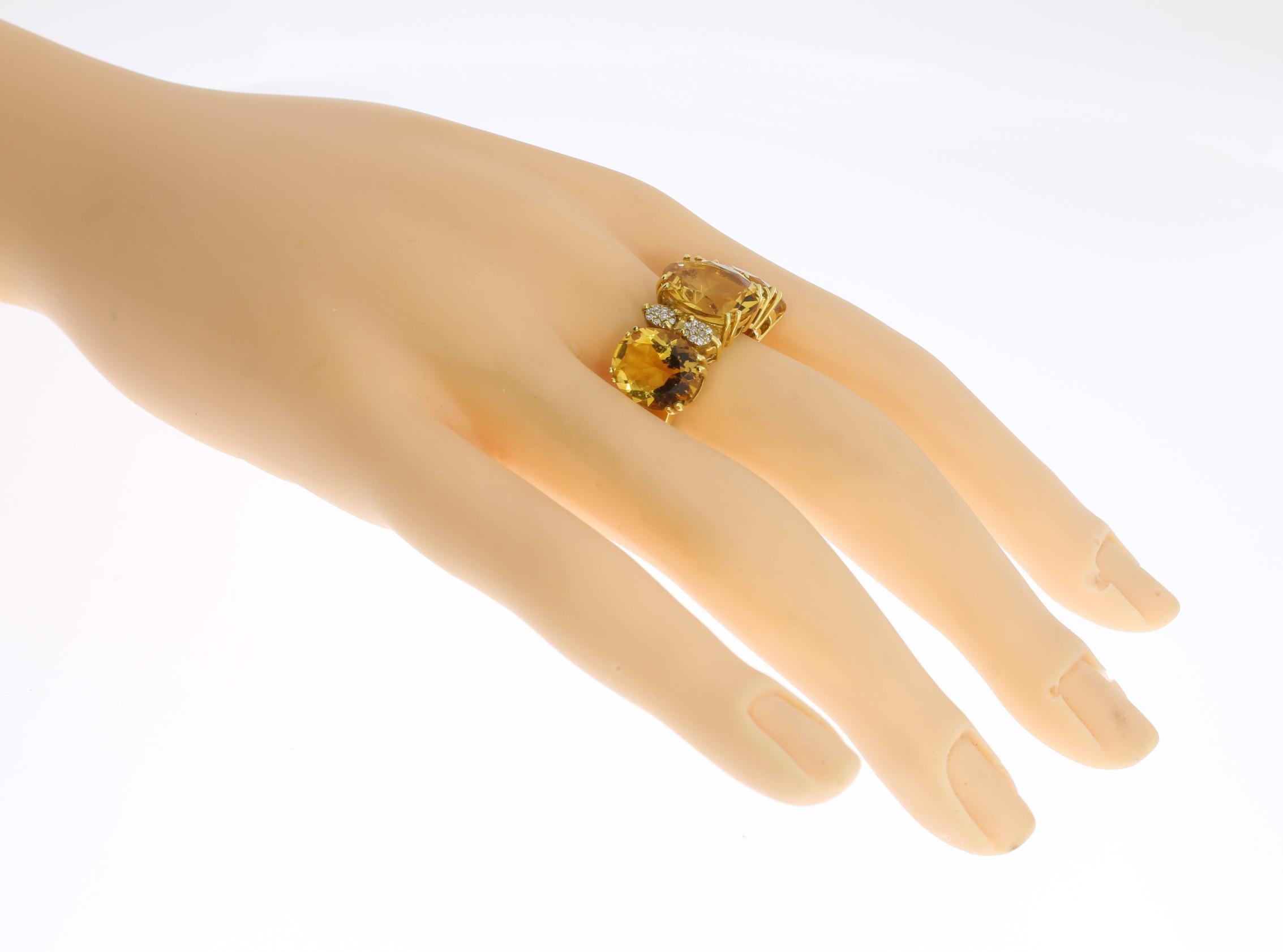 1960's Citrine Diamond Gold Ring For Sale 6