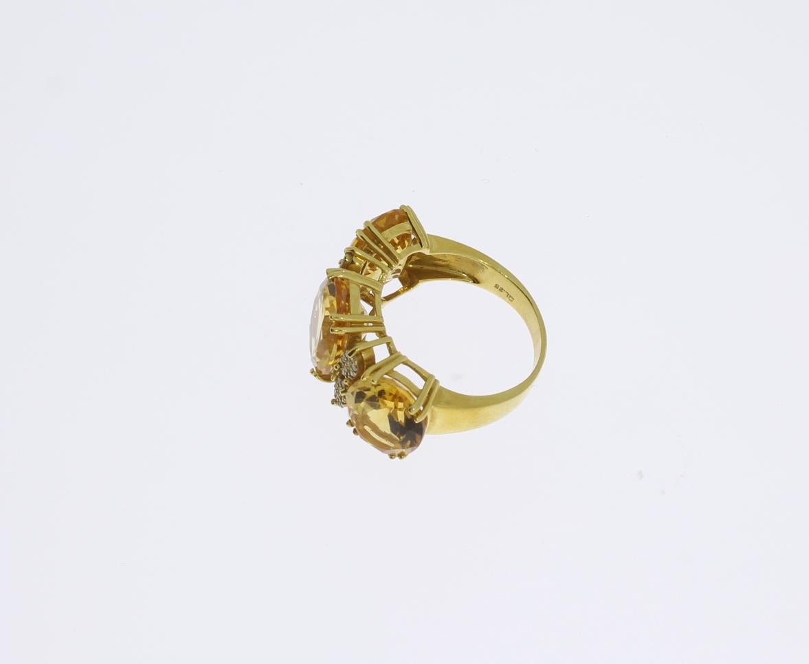 1960er Jahre Citrin Diamant Gold Ring (Ovalschliff) im Angebot