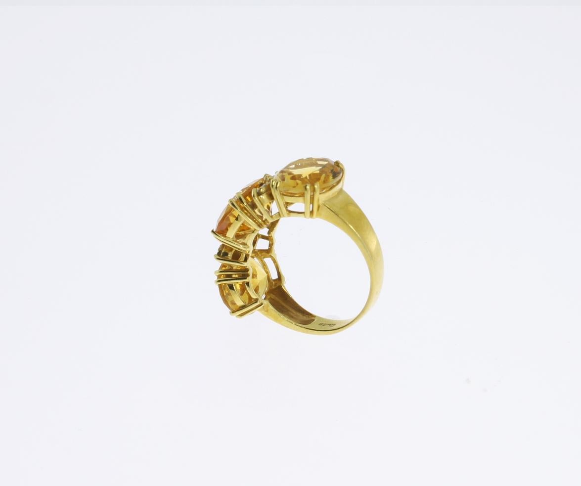 1960's Citrine Diamond Gold Ring In Excellent Condition For Sale In Berlin, DE