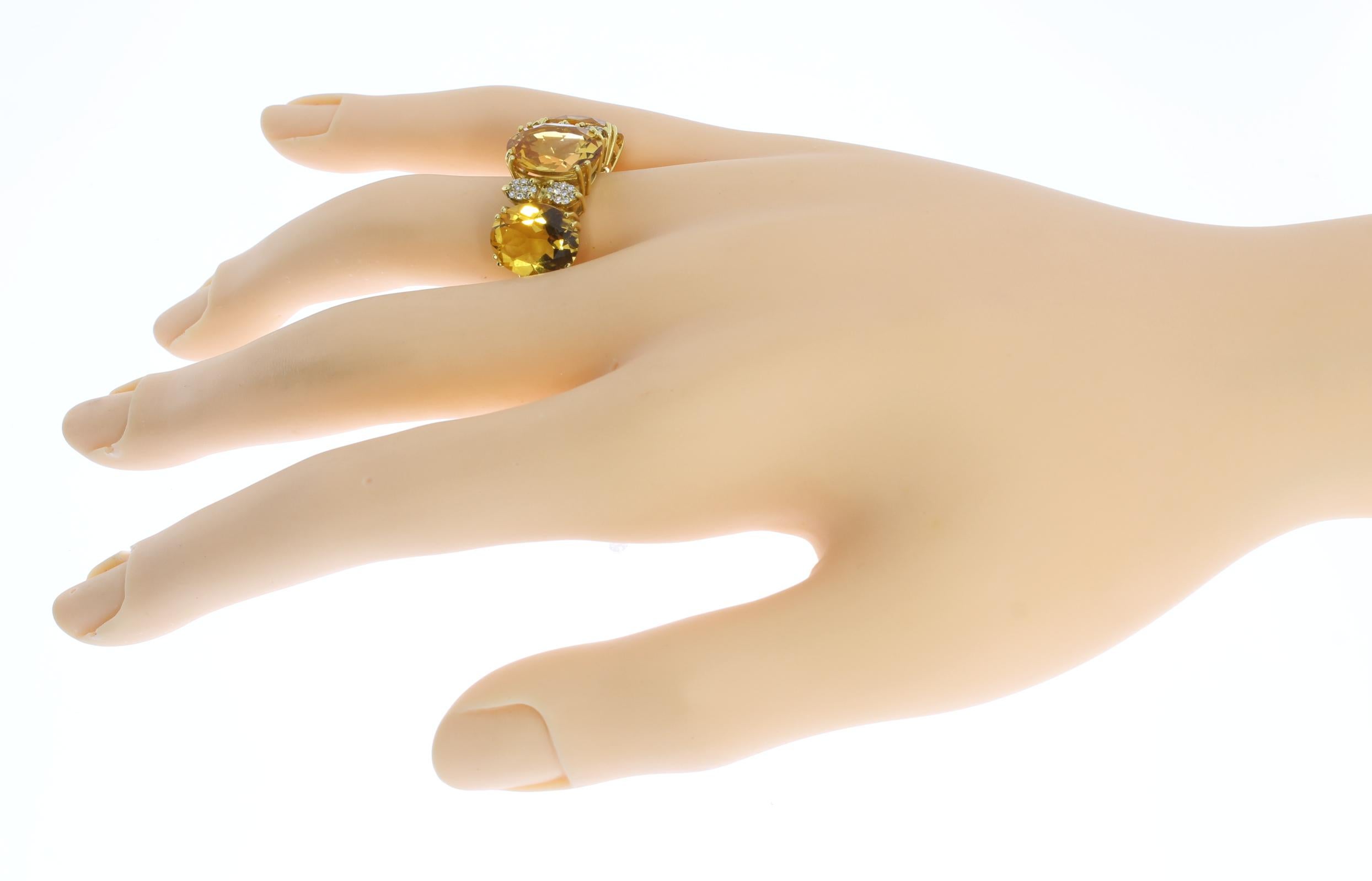 1960's Citrine Diamond Gold Ring For Sale 1