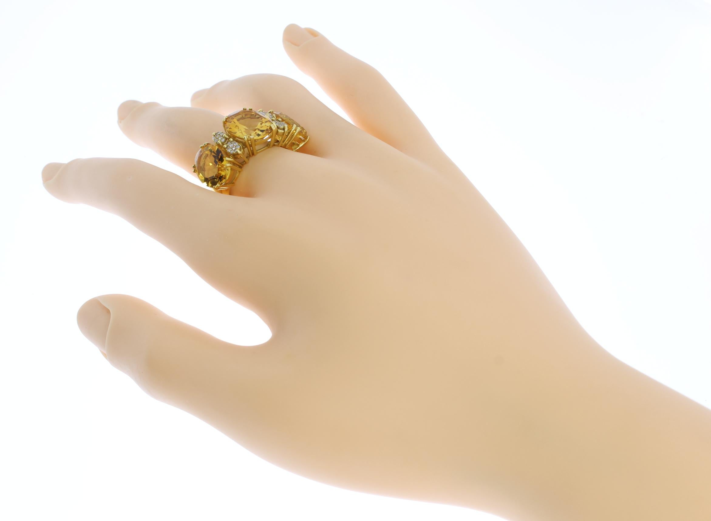 1960er Jahre Citrin Diamant Gold Ring im Angebot 4