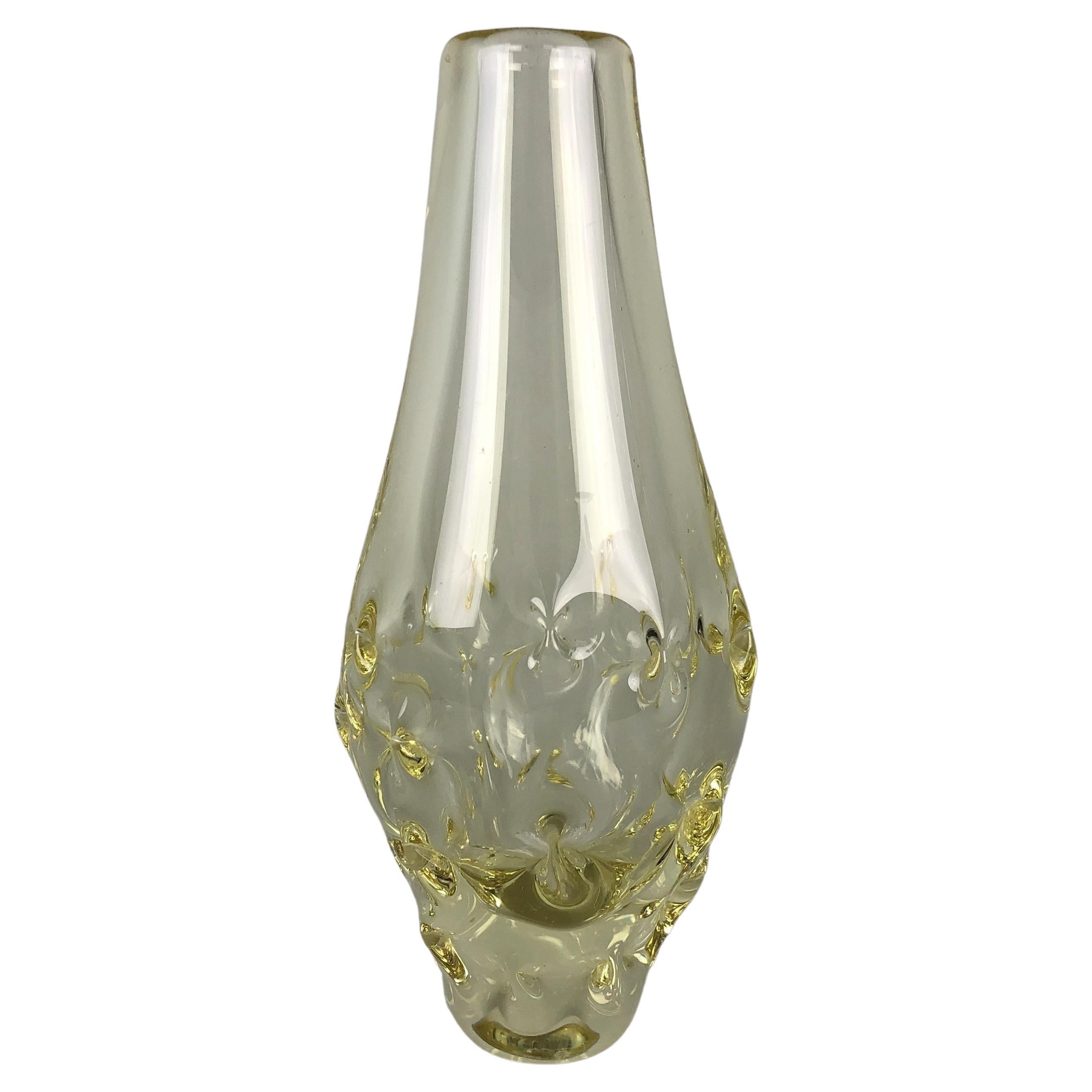 1960's Citrine Glass Vase by Miloslav Klinger, Zelezny Brod Glassworks For Sale