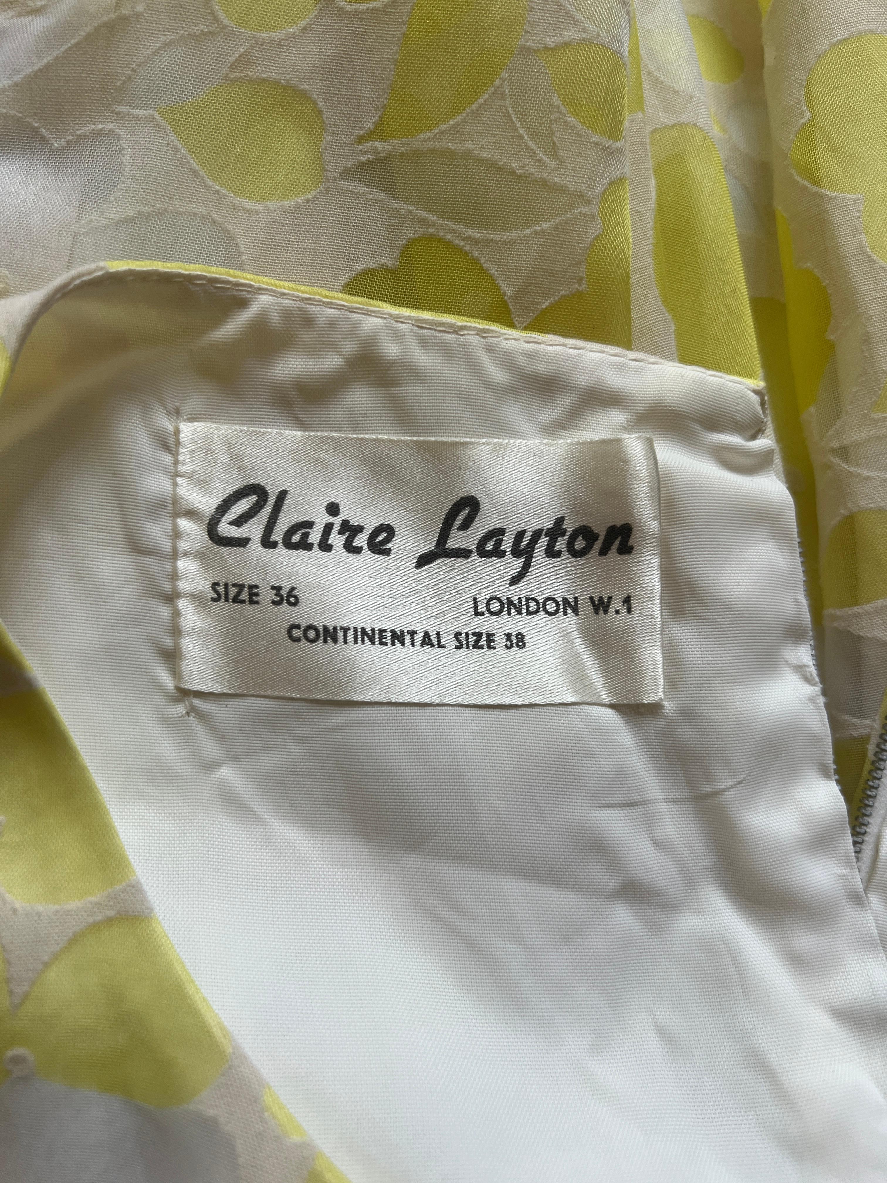 1960s Claire Layton Yellow and White Floral Dress For Sale 2