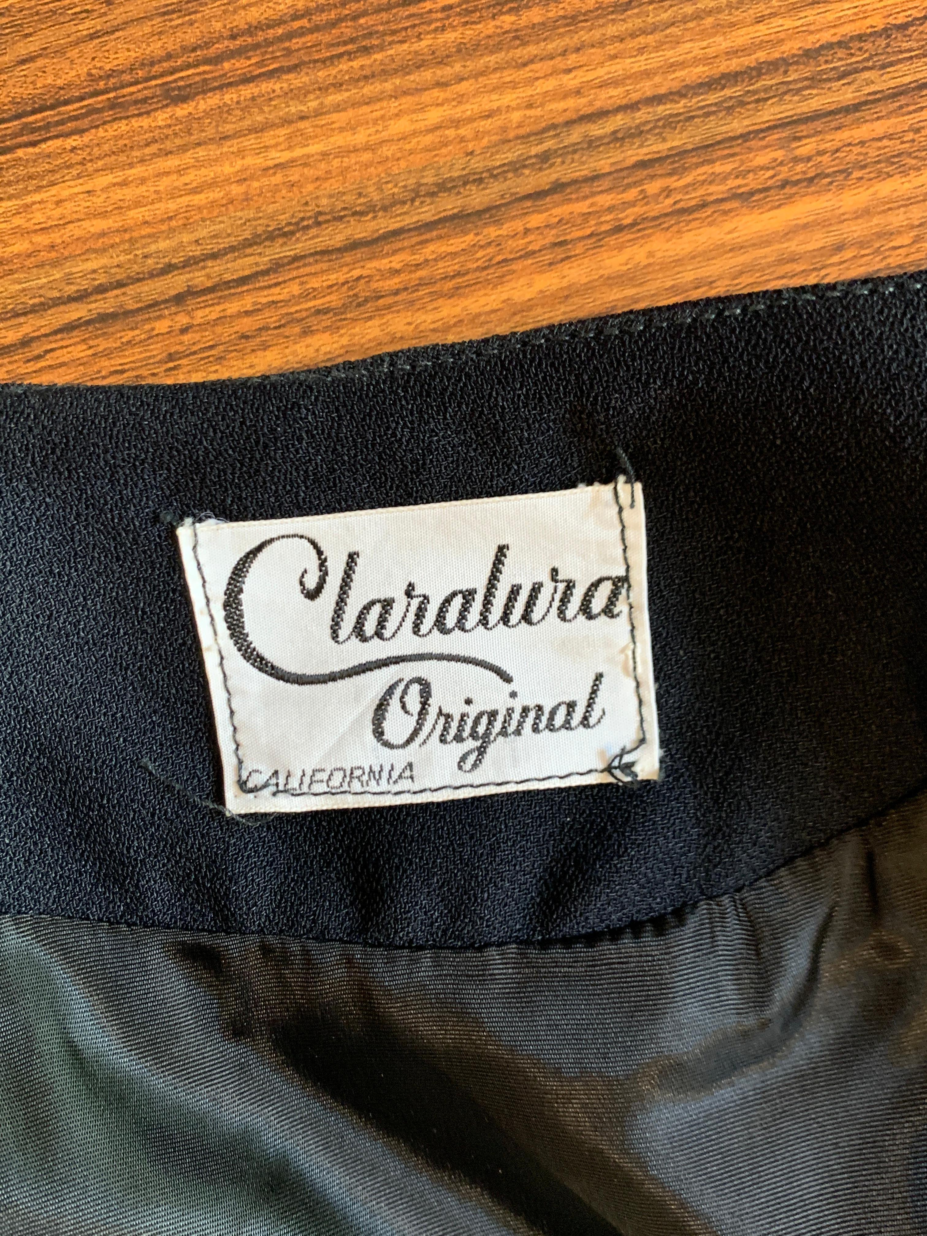 1960s ClaraLura Original Black Asymmetrical Blazer Jacket with Beaded Buttons For Sale 2