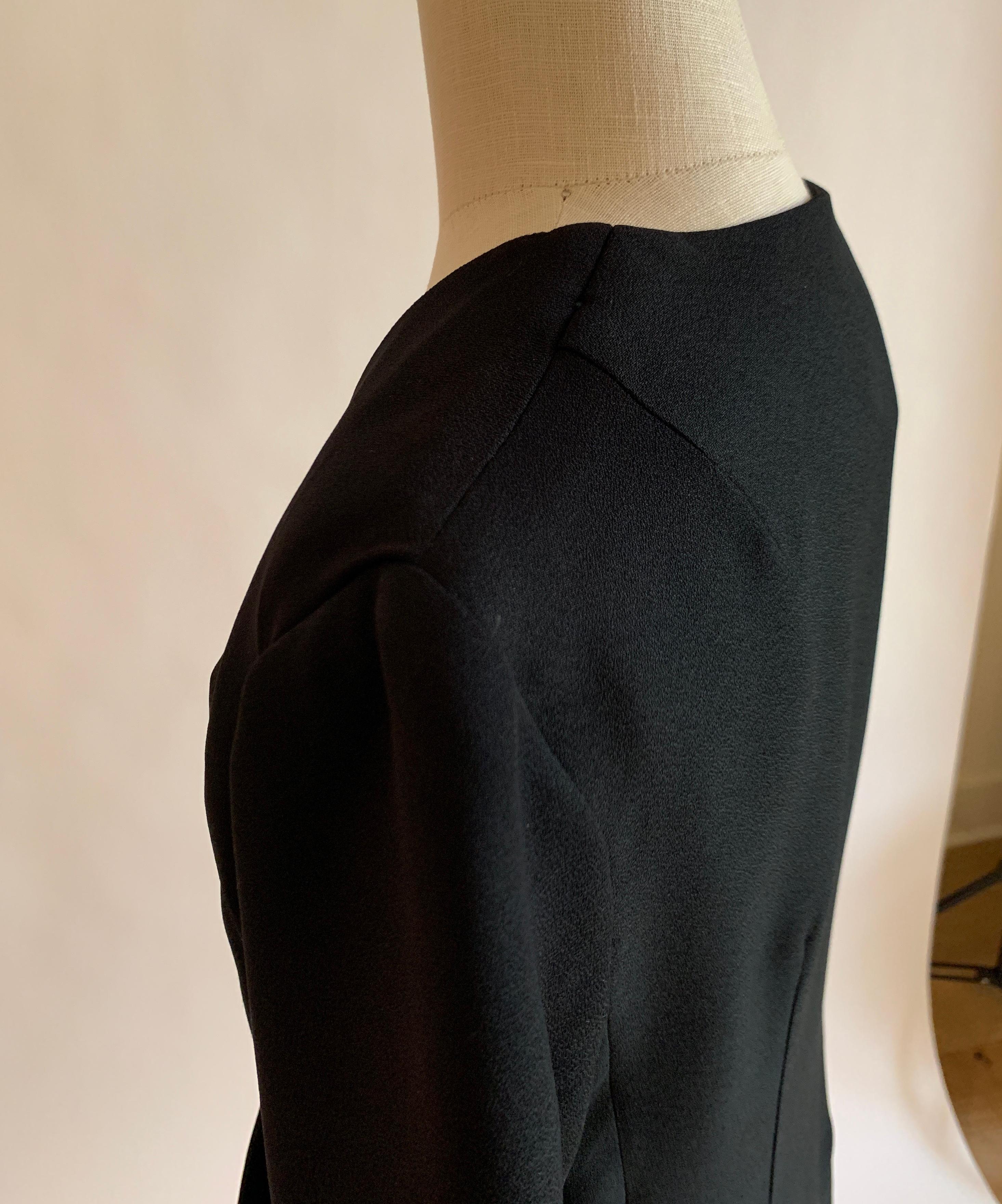 1960s ClaraLura Original Black Asymmetrical Blazer Jacket with Beaded Buttons For Sale 3