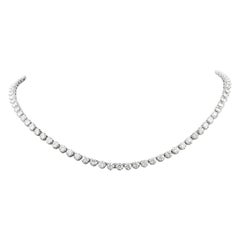 Retro 1960s Classic 23.80 Carat Diamond Platinum Line Tennis Necklace