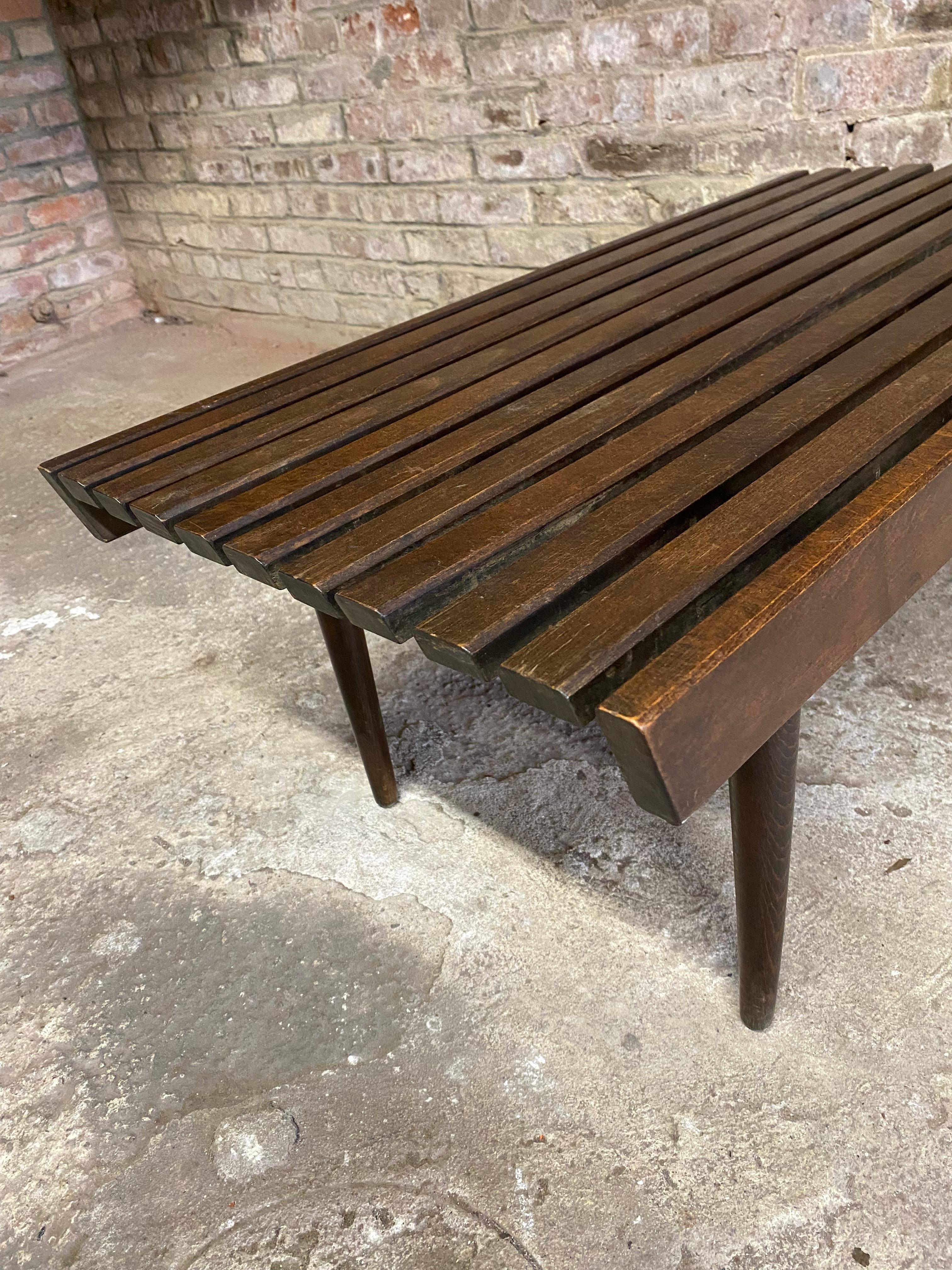 1960s Classic Beech Wood Slat Bench or Table 1